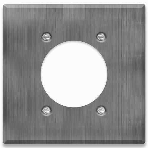 2-Gang Standard Stainless Steel Wall Plate – Centered Range/Dryer Receptacle Opening (2.125 in.) – Type 430 Satin