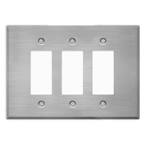 3-Gang Oversize Stainless Steel Wall Plate – 3 Decora/GFCI Openings – Type 430 Satin