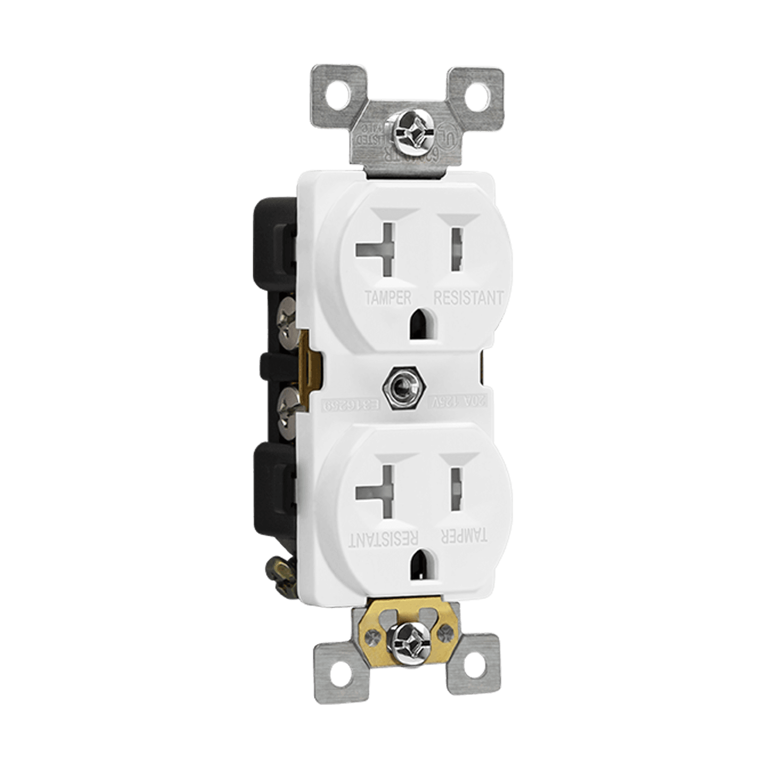 Enerlites 62040-TR-W, Commercial Grade 20A Tamper-Resistant White Duplex Receptacle Electric Outlet, 5-20R