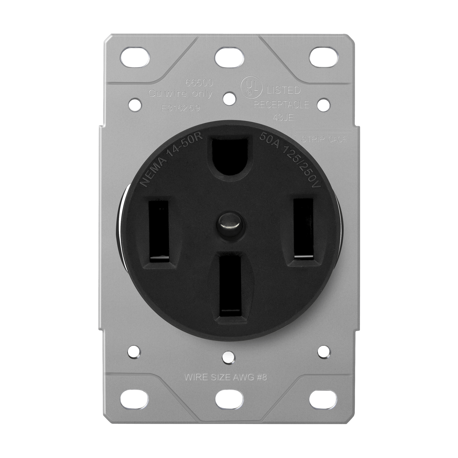 Enerlites 66500-BK, Industrial Grade Flush Mount Receptacle, 50A, 14-50R Black