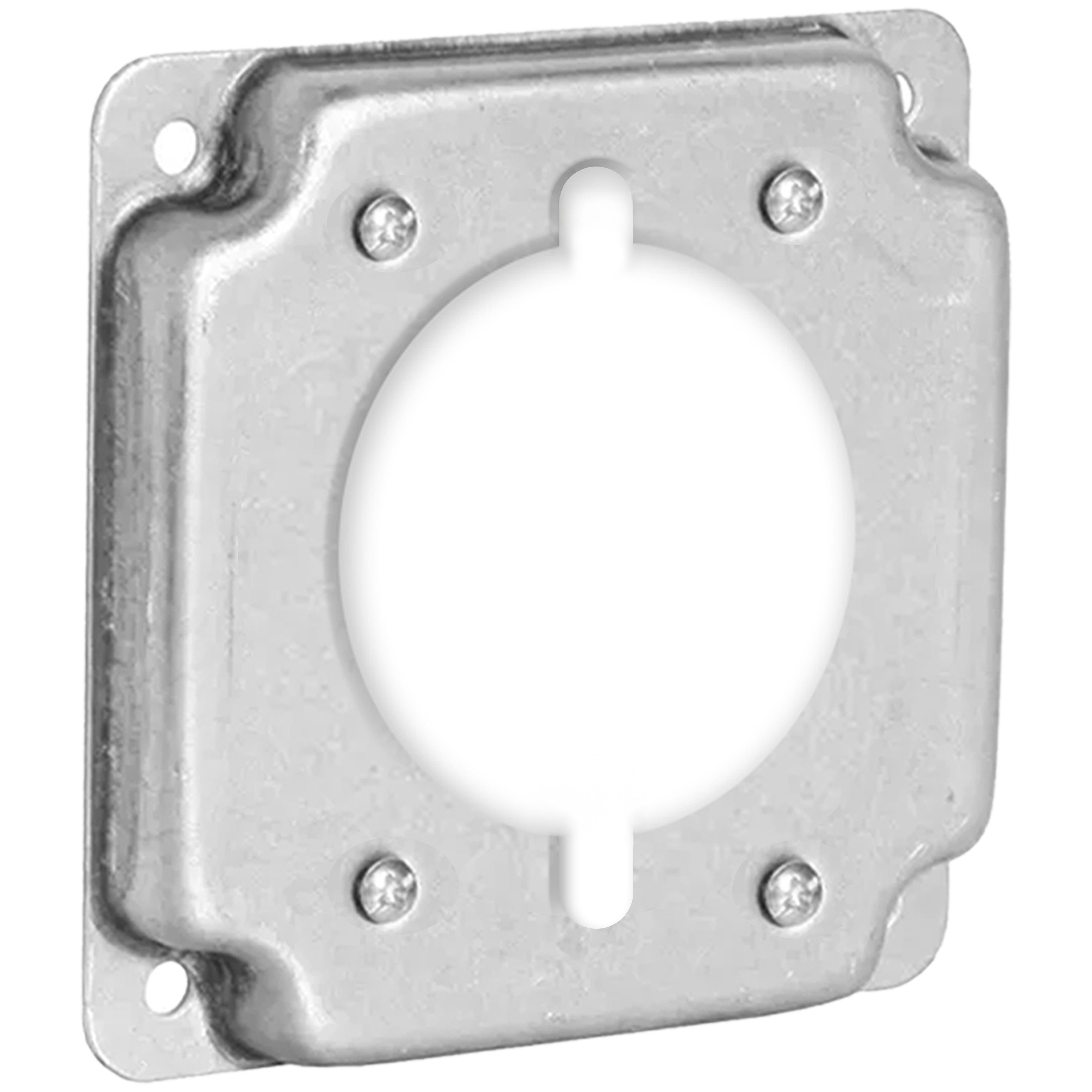 4-Inch Metal Square Raised Cover, 1/2-Inch Offset, 2.125 Inch Diameter Hole for Range/Dryer Receptacle