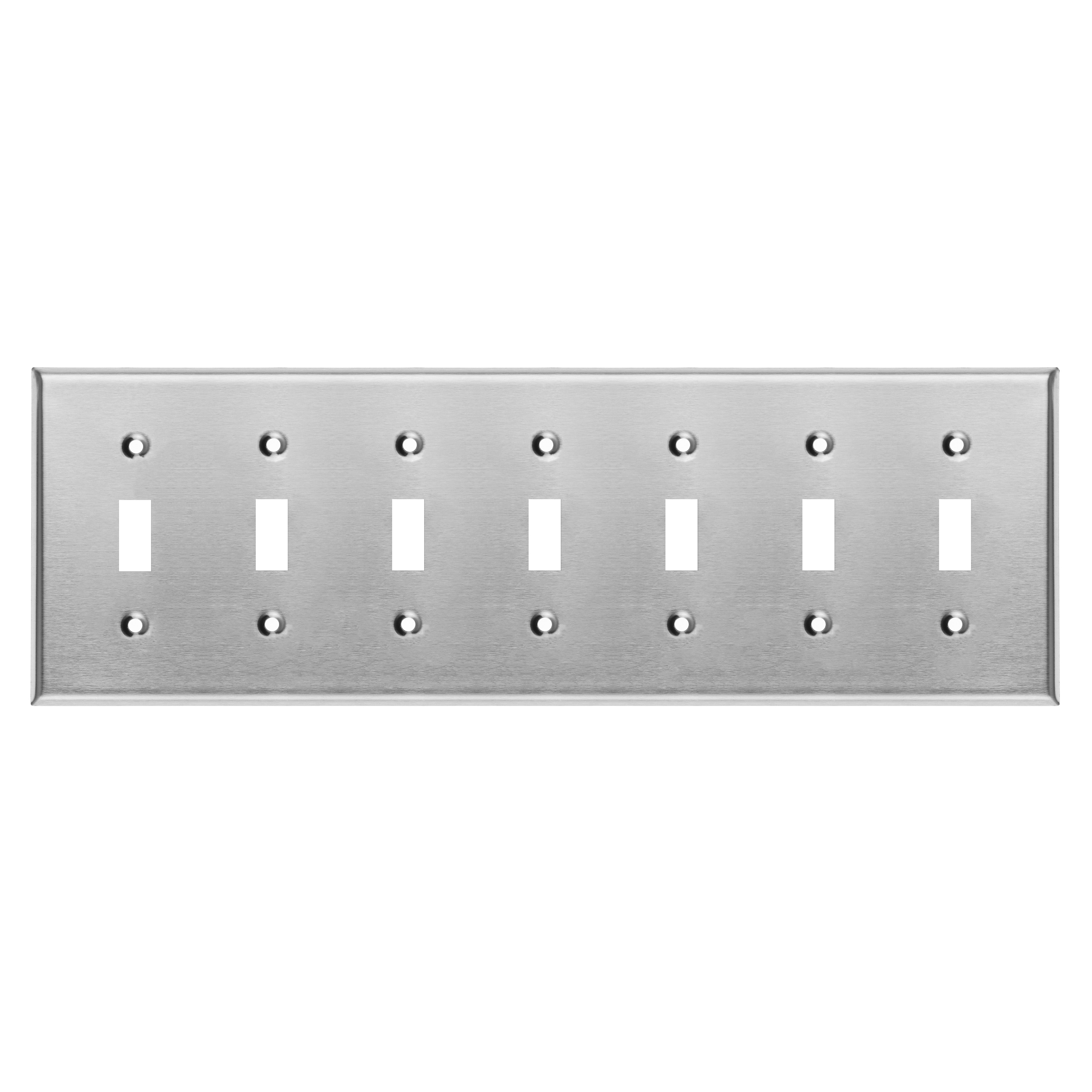 7 Gang Stainless Steel Toggle Switch Wall Plate Cover