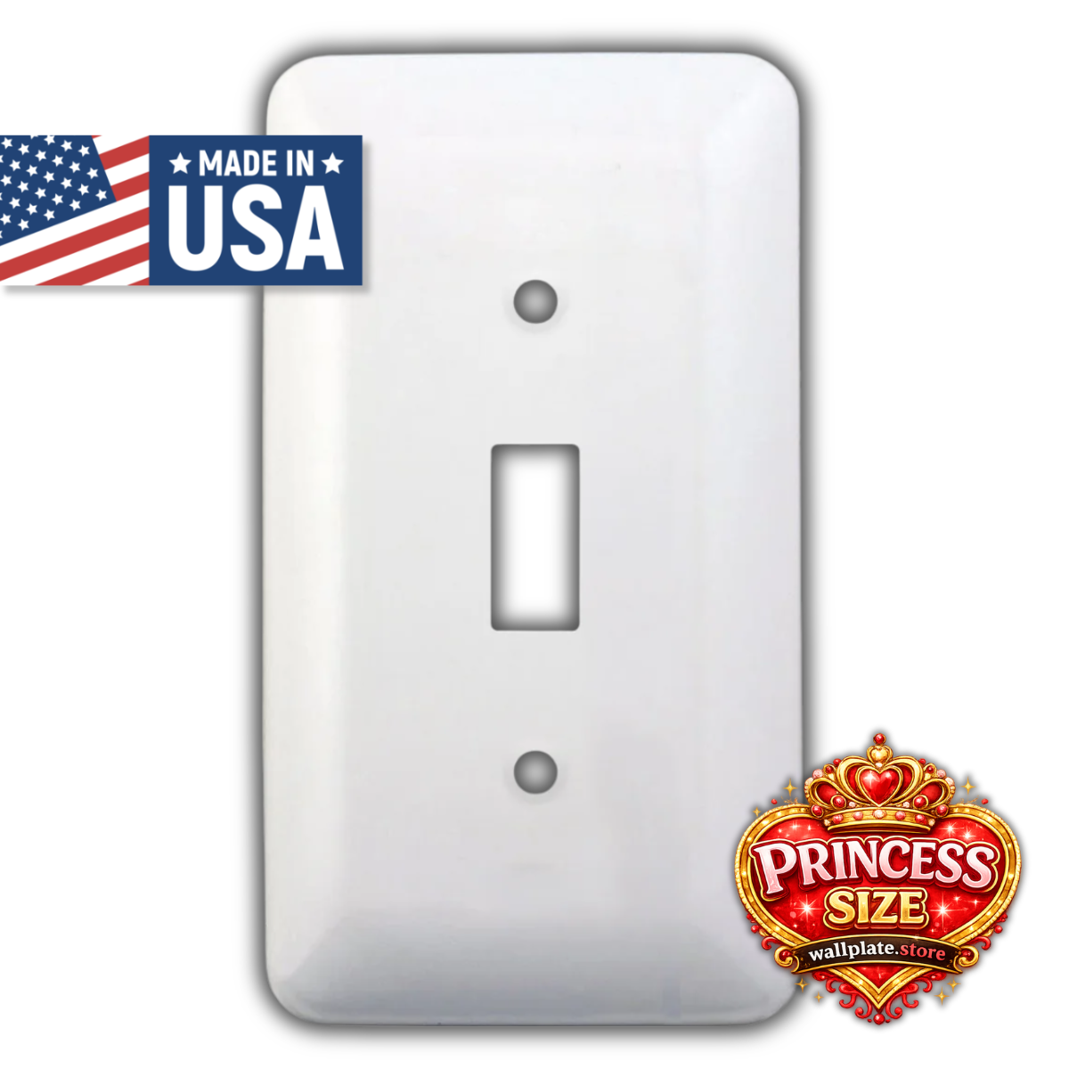 1 Gang Toggle, Princess size, White Painted Metal wallplate - White