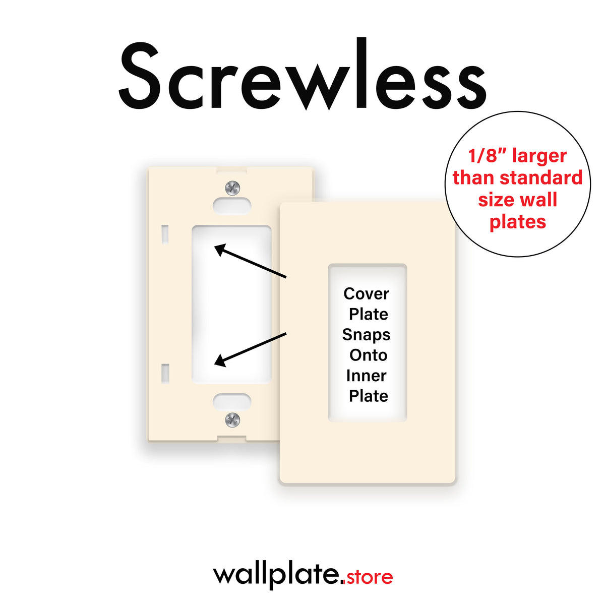 1 Gang Almond Screwless Rocker Switch Wall Plate
