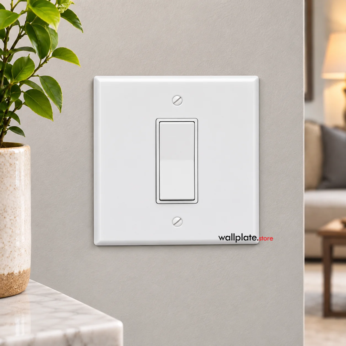 2-Gang Oversize Metal Wall Plate – 1 Centered Decora/GFCI Opening – White Semi-Gloss