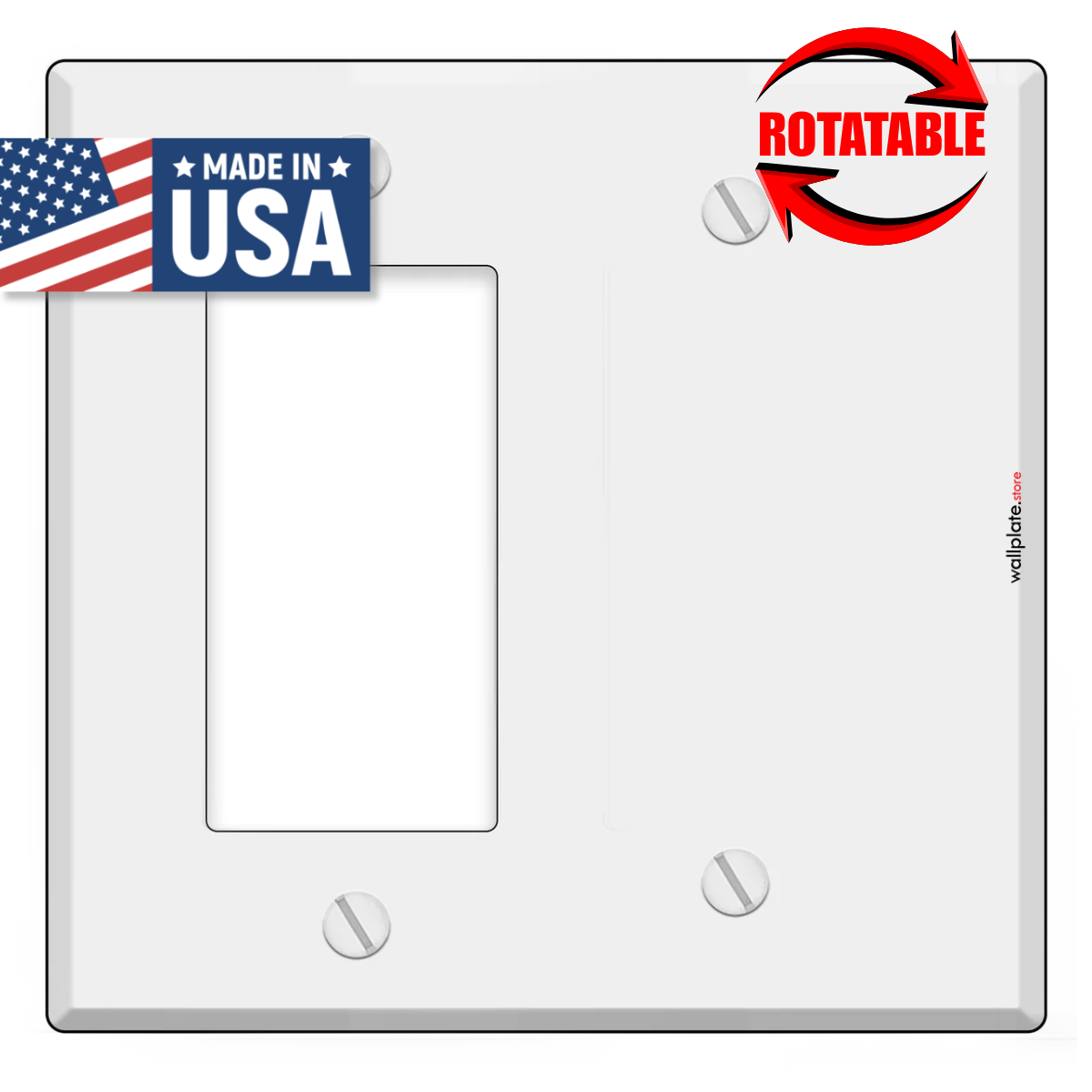 2-Gang White Metal Rocker + Blank Wall Plate – Made in the USA