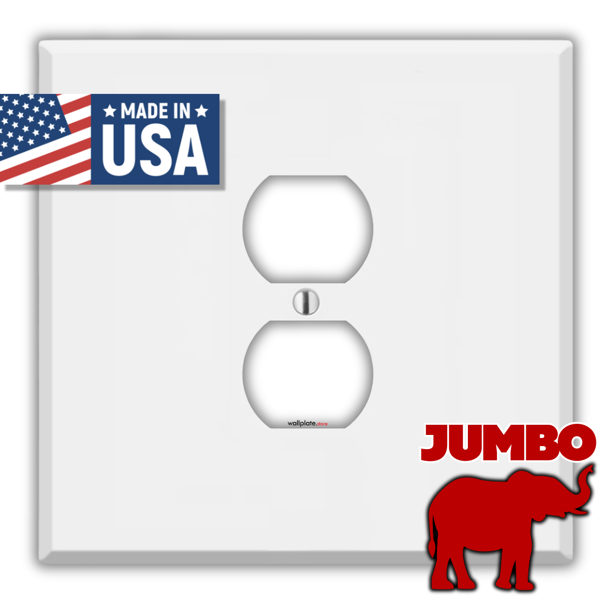 2-Gang With (1) Duplex Receptacle Centered Outlet Opening Wallplate, Oversize, White Painted Metal