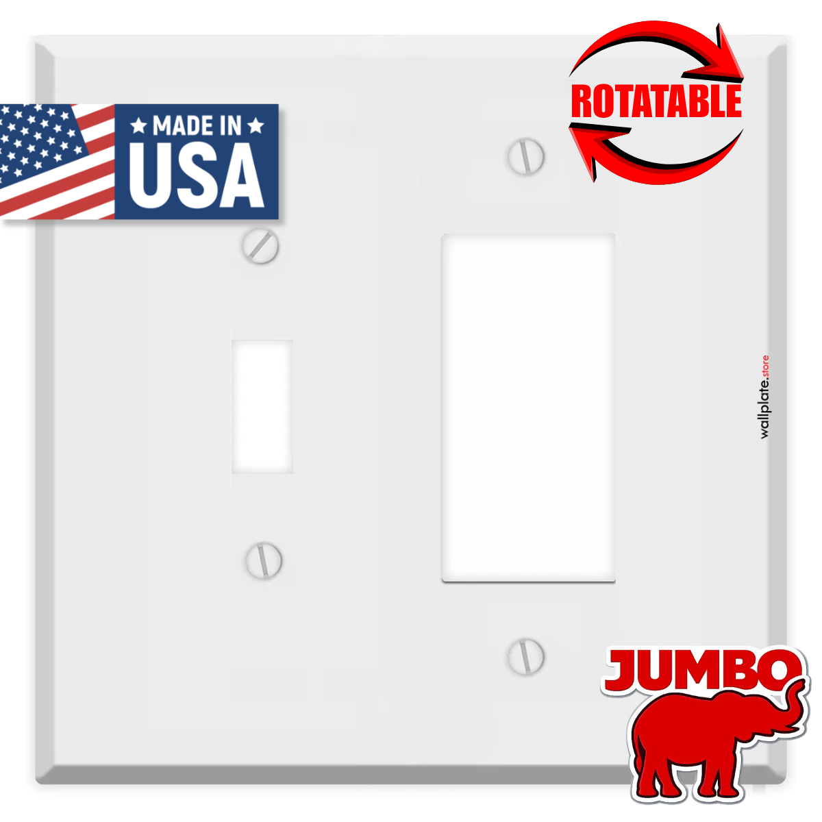 2-gang Jumbo Oversize White Metal Combination Wallplate With 1 Toggle and 1 GFCI/Block/Rocker Decora® Opening