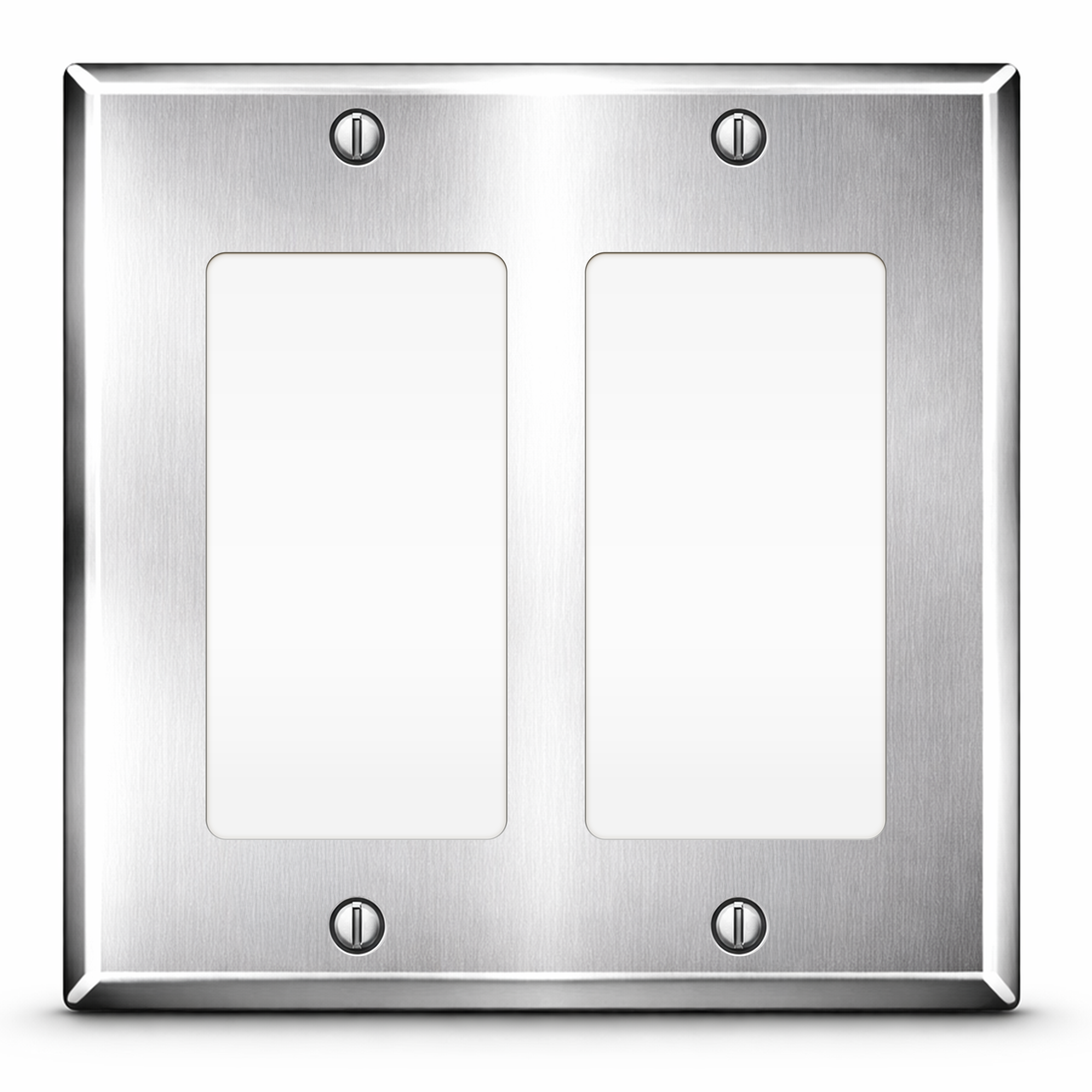 2-Gang Stainless Steel Rocker GFCI Decora® Style Wall Plate, Made in USA