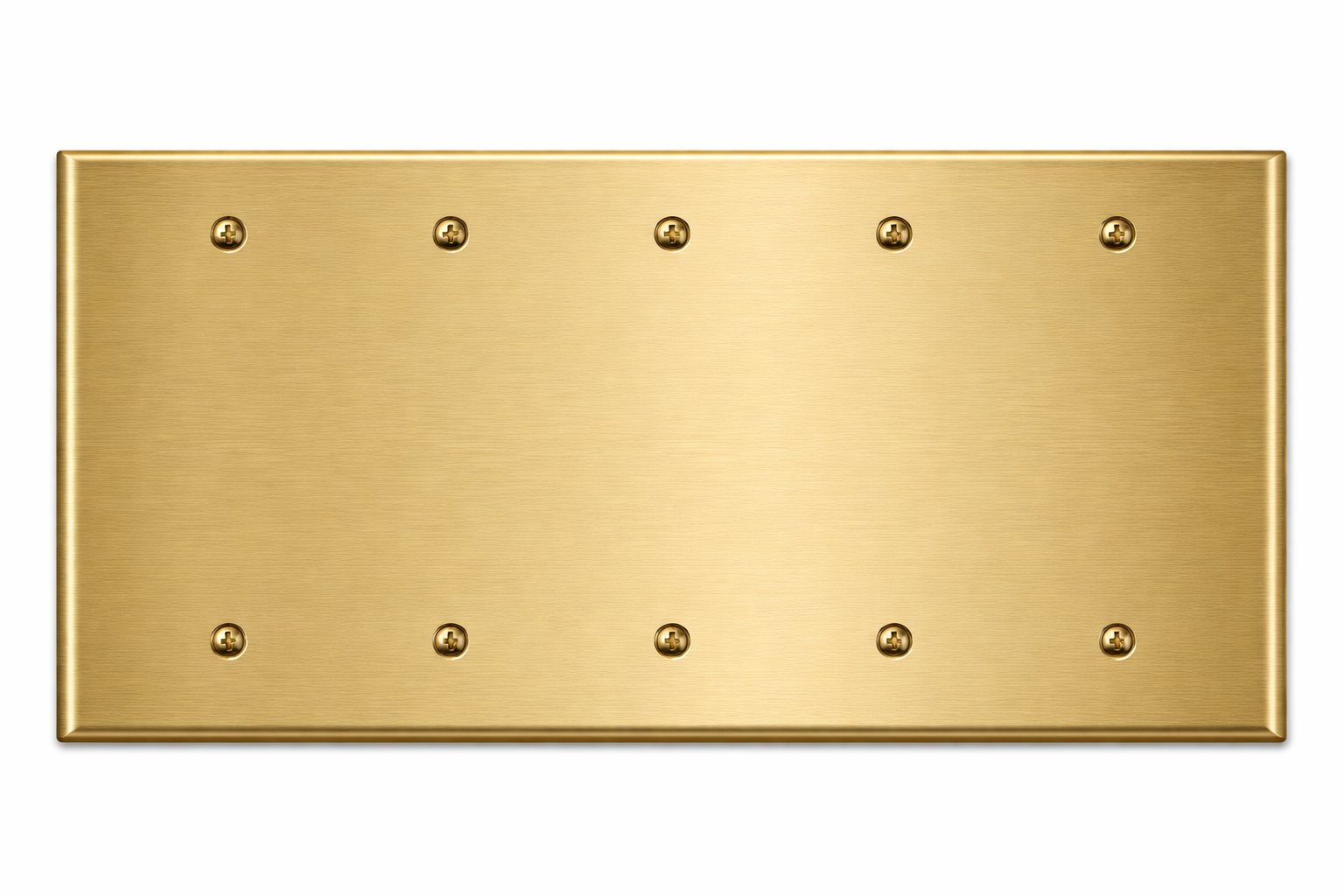 5-Gang Blank, Standard Size, Satin Brass Painted Metal Wall Plate
