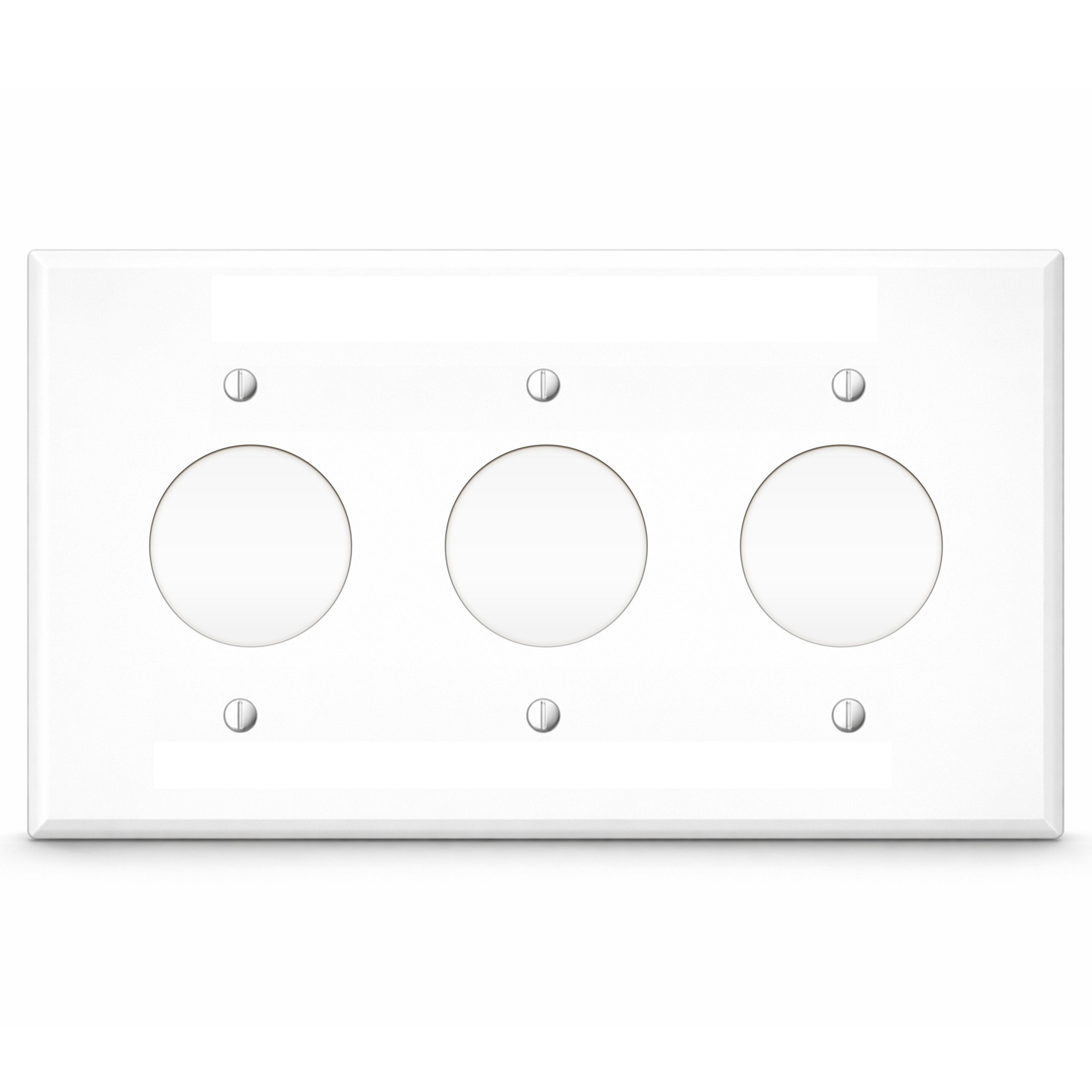 3-Gang, Standard Size, 3 Round Receptacle Opening, White Semi-Gloss Metal Wall Plate Cover -  Made in USA