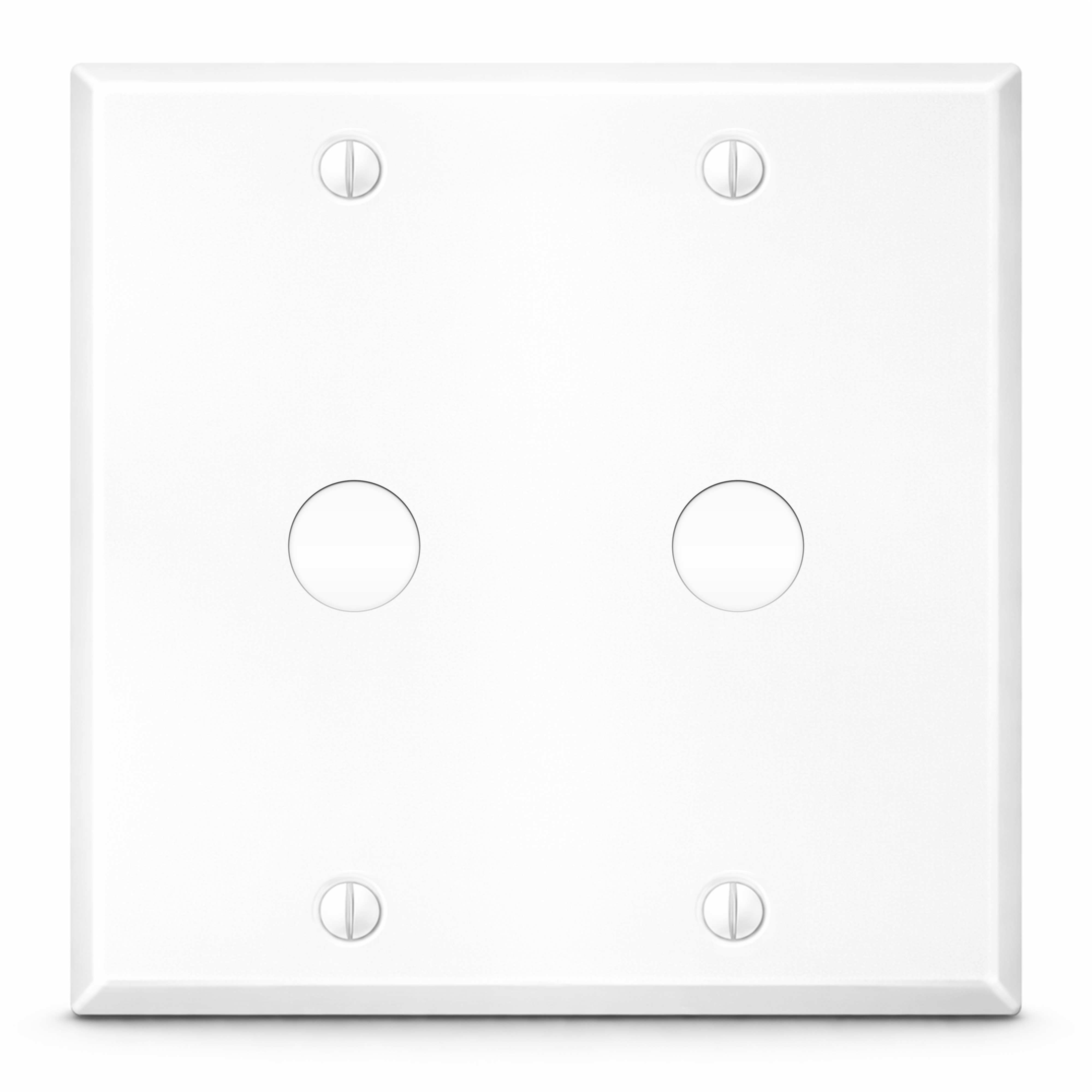 2-Gang, Standard Size, Double Round Telephone Opening, White Semi-Gloss Metal Wall Plate Cover -  Made in USA