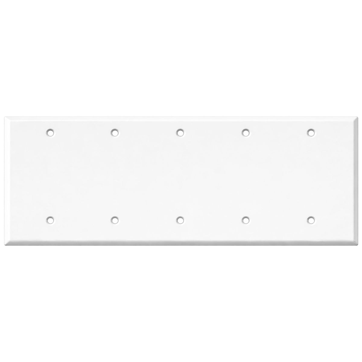 5-Gang Blank, Standard Size, White Painted Metal Wall Plate