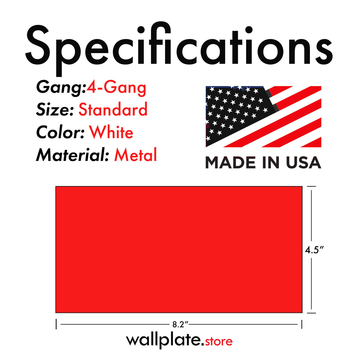 4-Gang, Standard Size, 2 Duplex Receptacles and 2 Blanks, White Semi-Gloss Finish Wall Plate Outlet Cover -  Made in USA