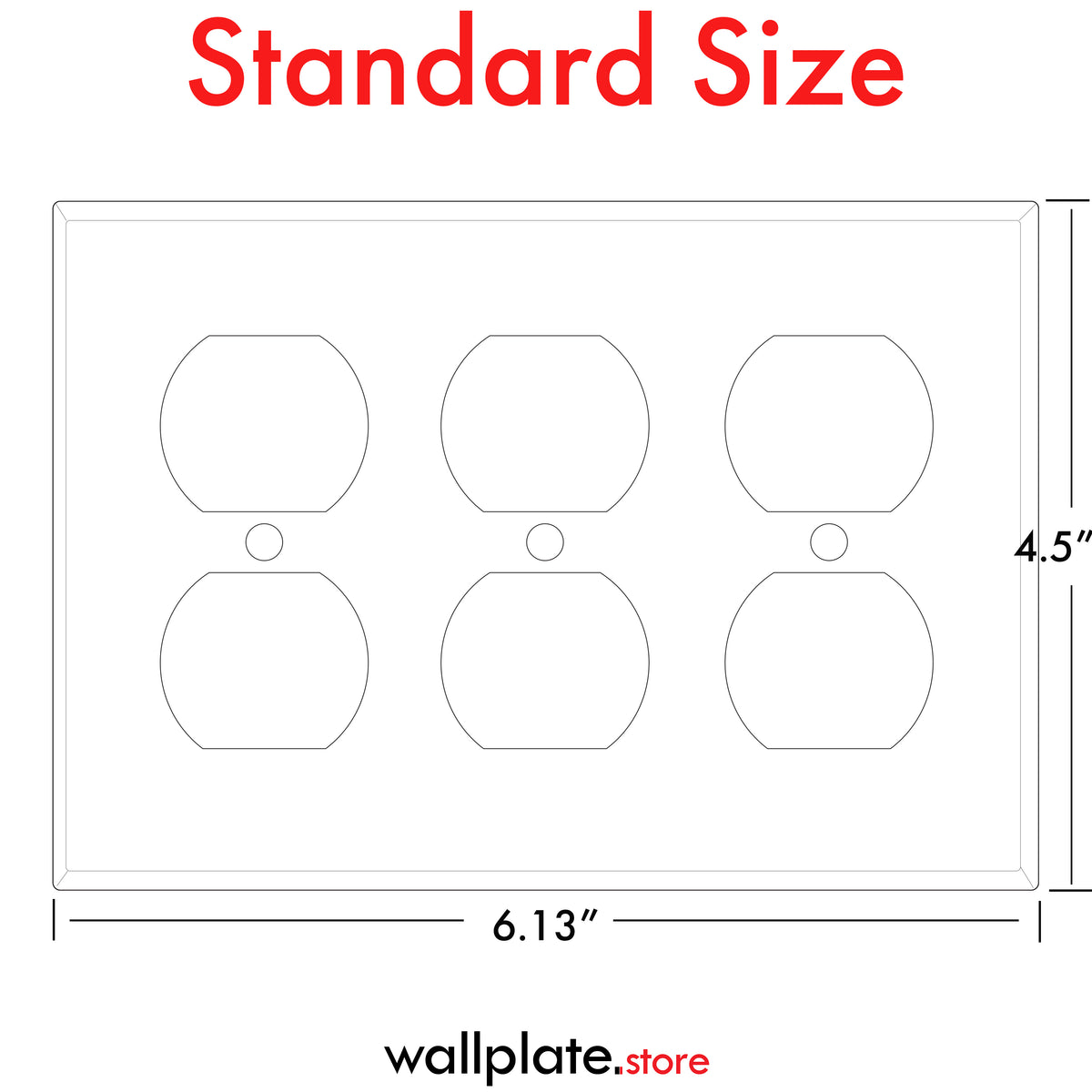 3-Gang Duplex, Standard Size, Gray Semi-Gloss Painted Metal Wall Plate - Made In USA