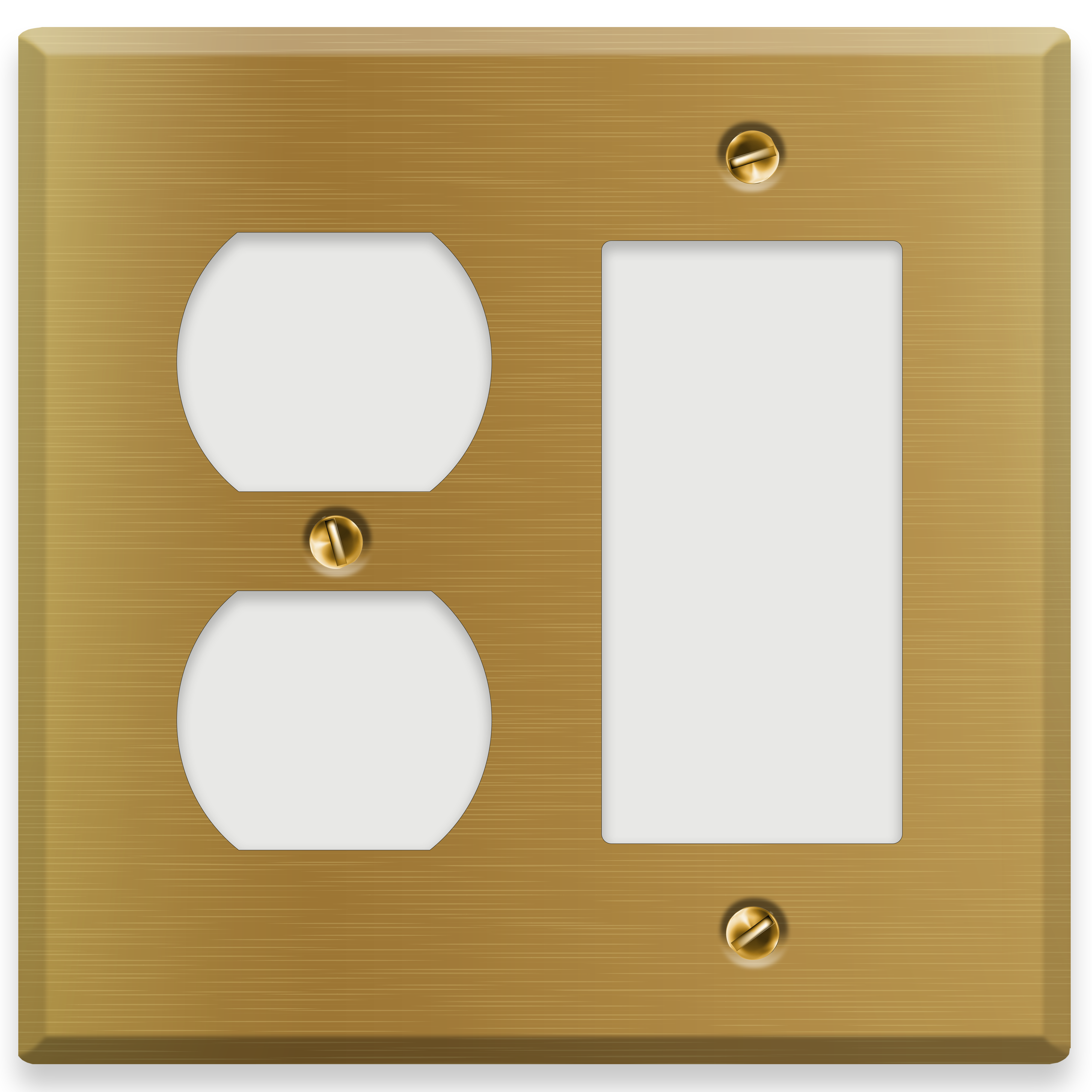 2-Gang Satin Brass Duplex Receptacle / Decora Switch Cover