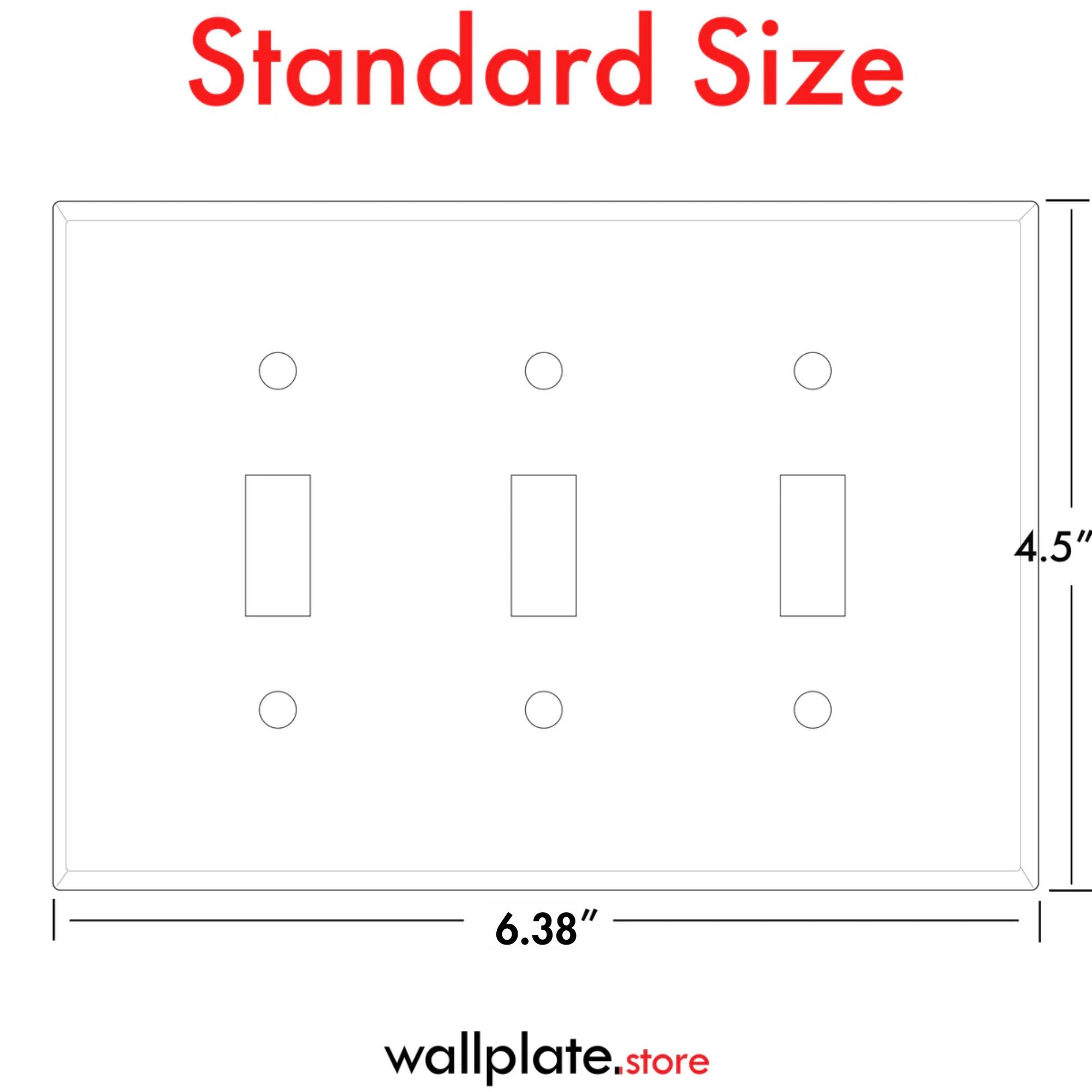 3-Gang, Standard Size, 3 Toggle Switches, Black Matte Finish Wall Plate Outlet Cover -  Made in USA