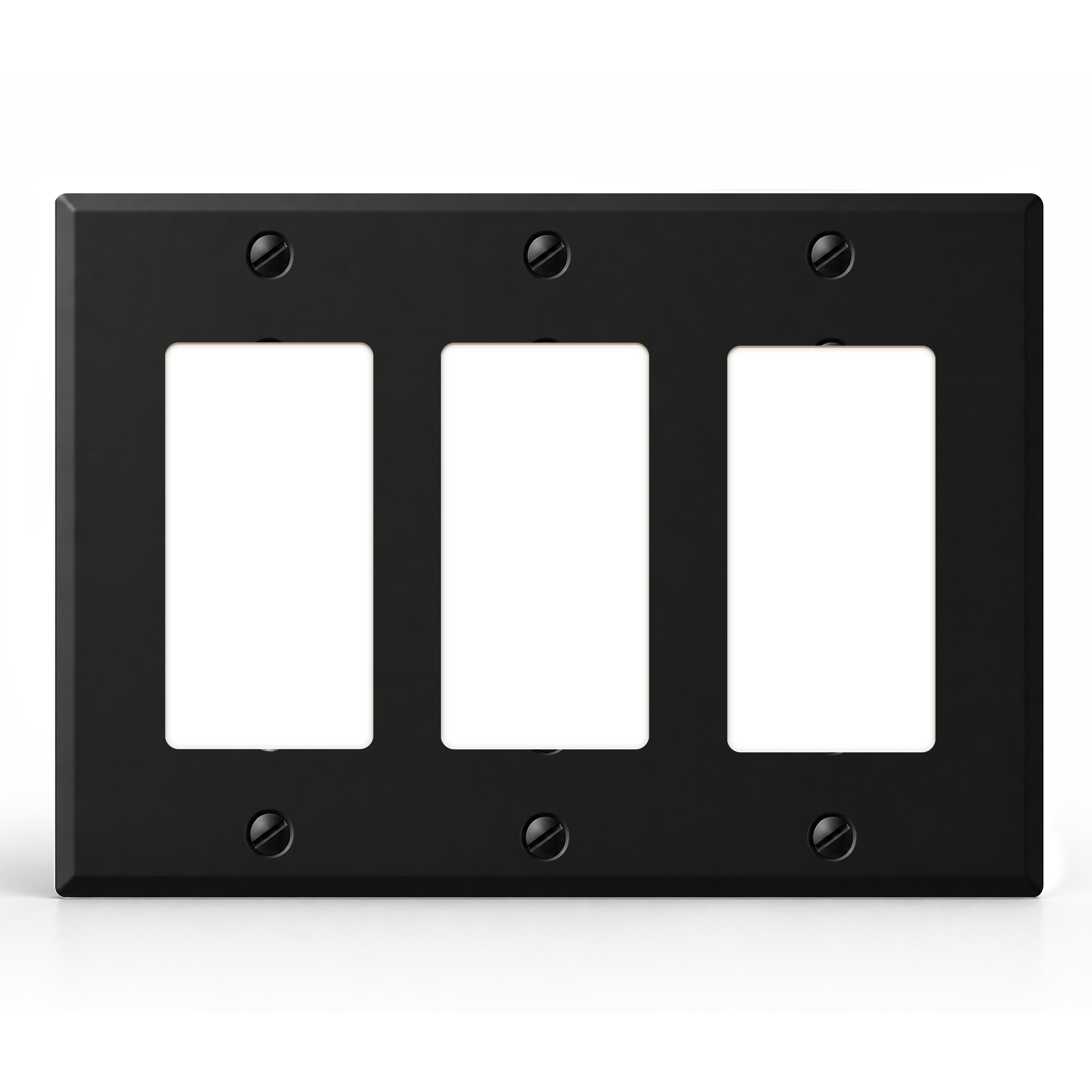 3-Gang, Standard Size, 3 Rocker/GFI, Black Matte Finish Wall Plate Outlet Cover -  Made in USA