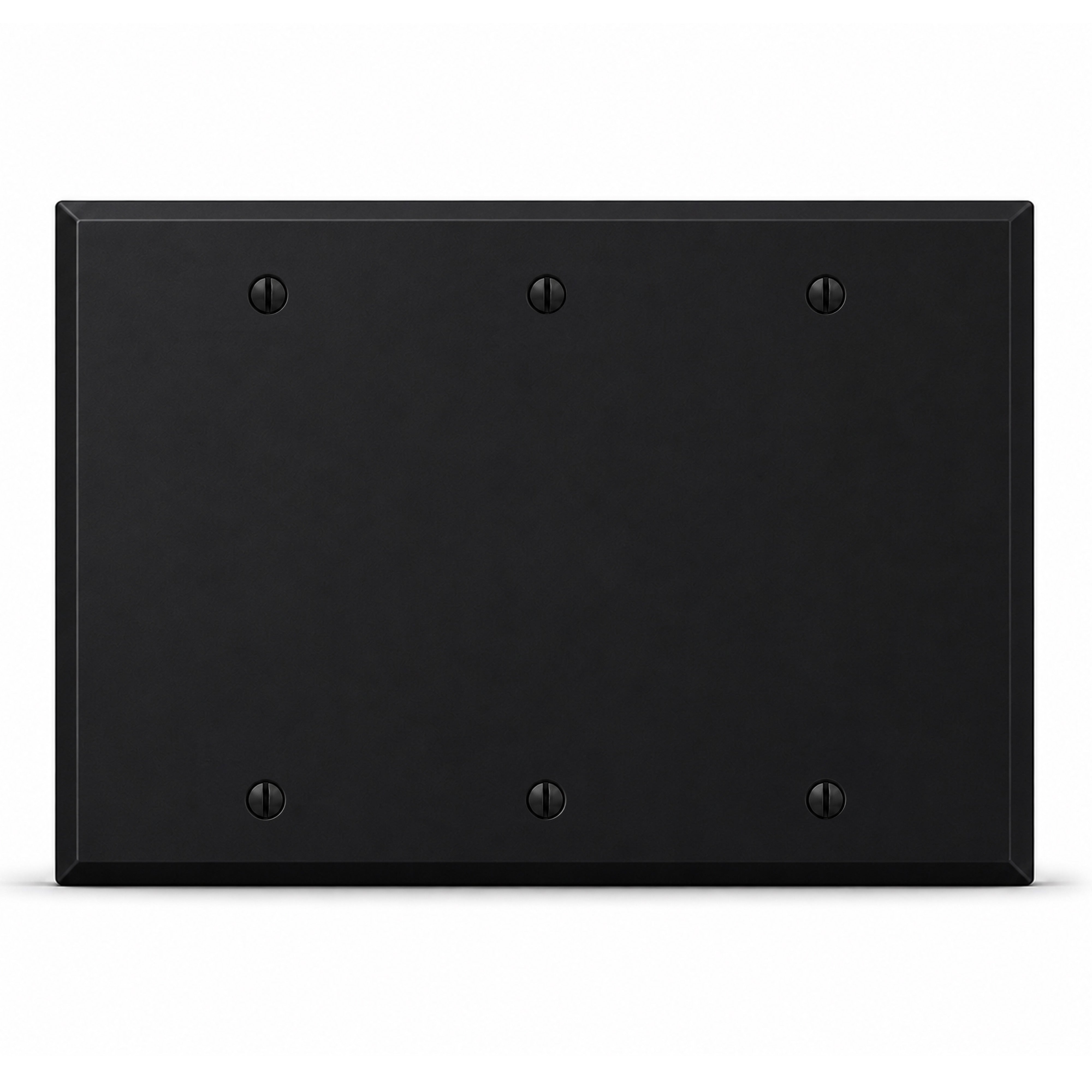 3-Gang , Standard Size, Blank, Black Matte Finish Wall Plate Outlet Cover - Made in USA