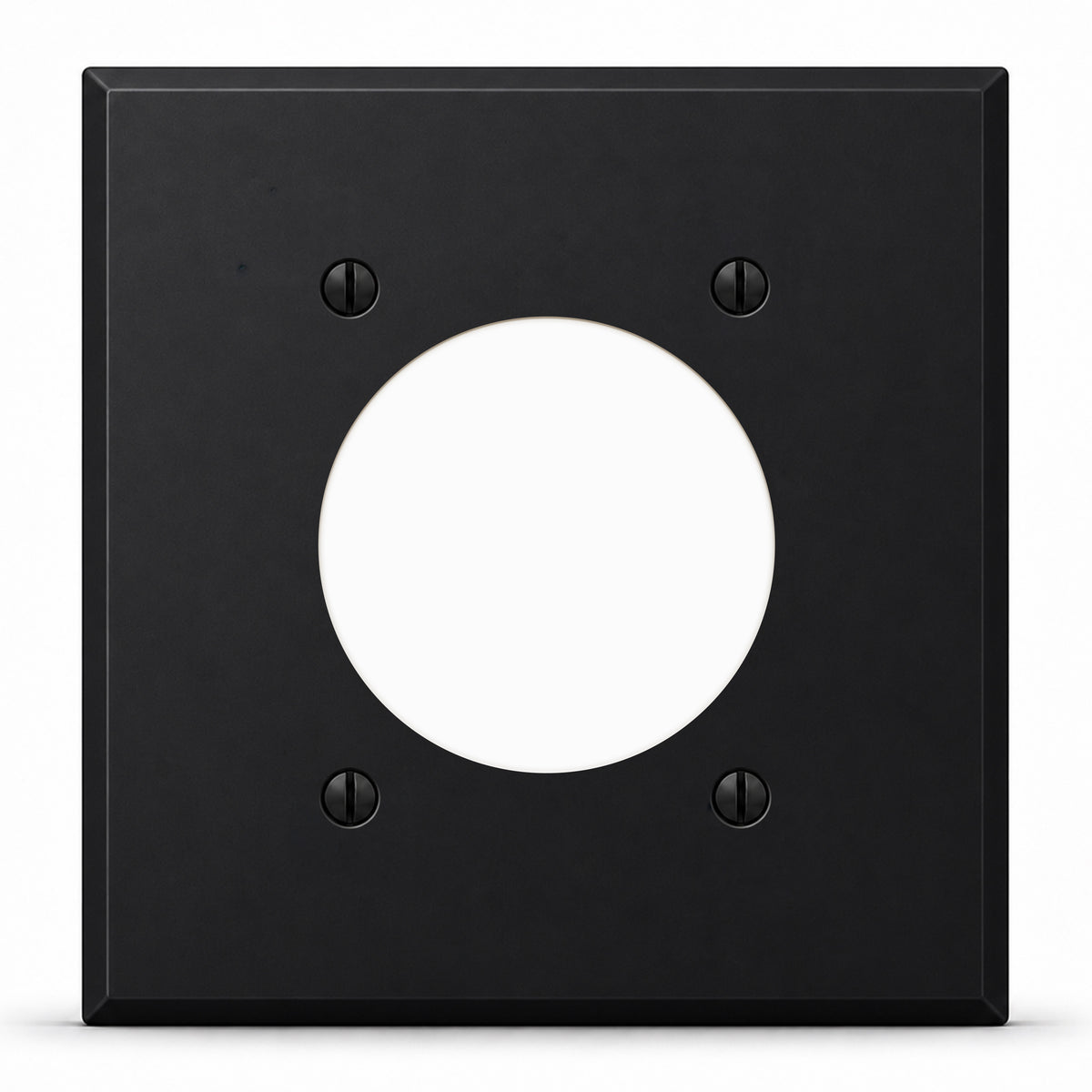 2-Gang, Standard Size, Dryer Round Receptacle Opening, Black Matte Finish Wall Plate Outlet Cover - Made in USA