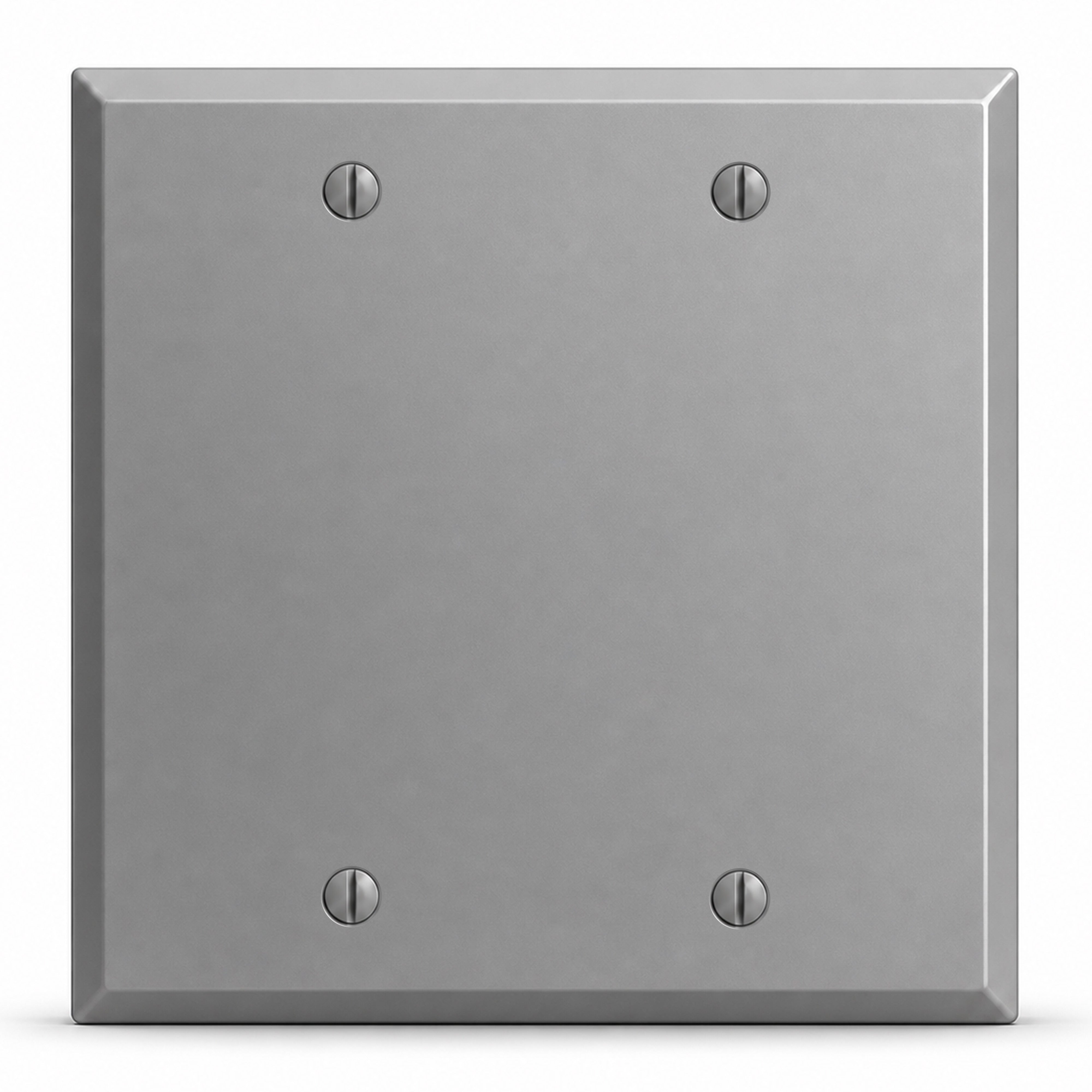 2-Gang, Standard Size, Blank with 2 Mounting Straps, Gray Semi-Gloss Finish, Painted Metal Wall Plates Outlet Cover - Made in USA