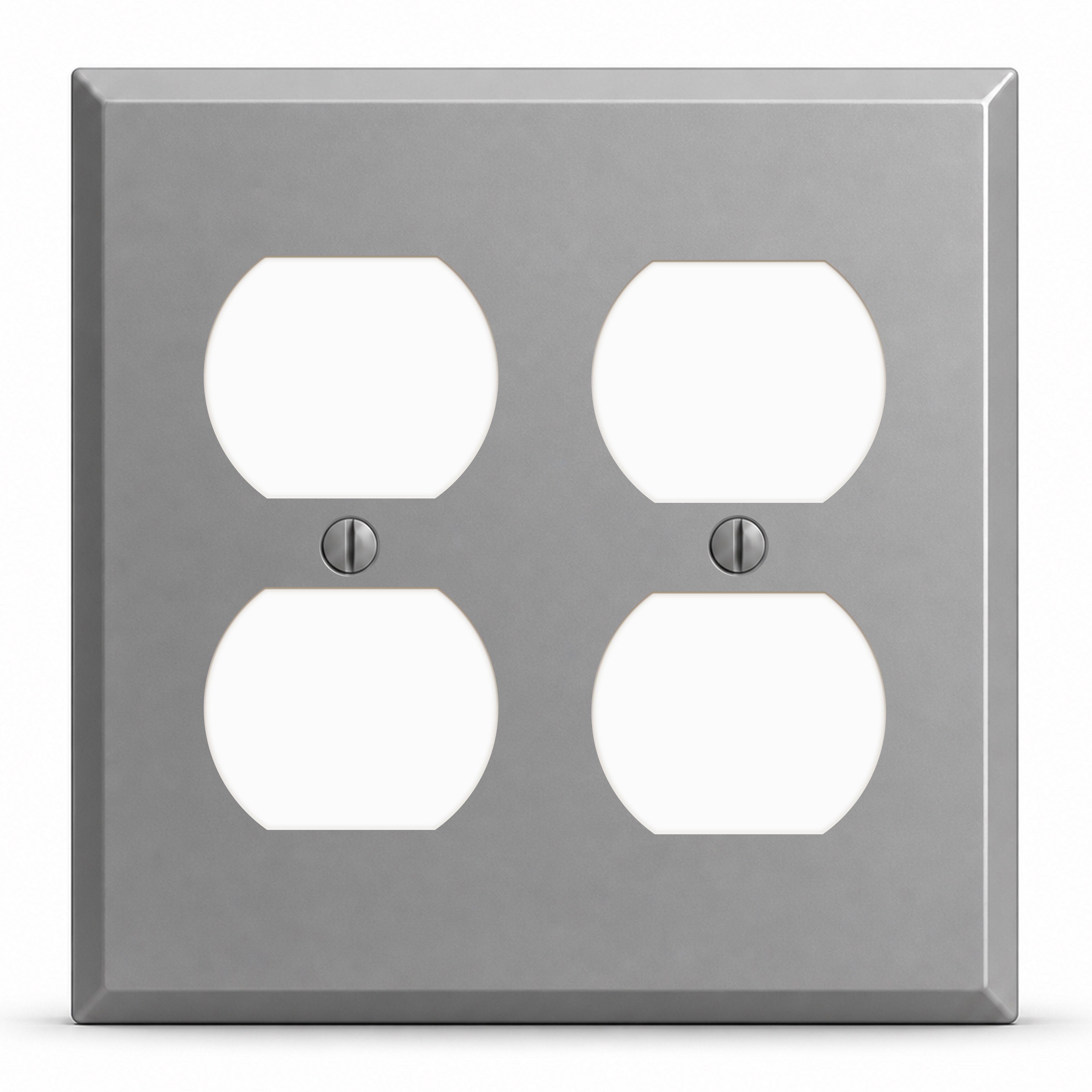 2-Gang Duplex, Standard Size, Gray Semi-Gloss Painted Metal Wallplate - Made In USA