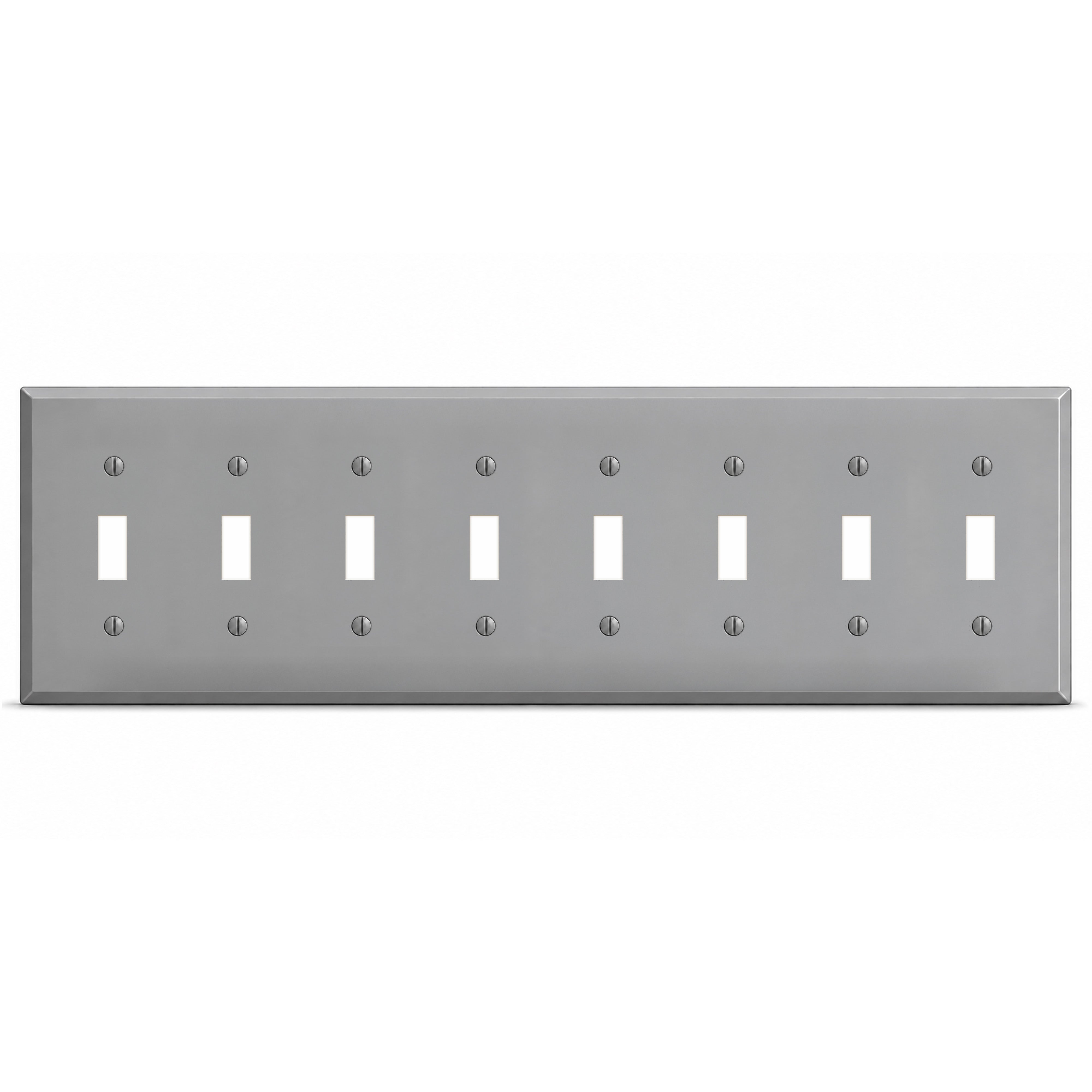 8-Gang, Standard Size, 8 Toggle Switches, Gray Semi-Gloss, Finish Wall Plate Outlet Cover - Made in USA