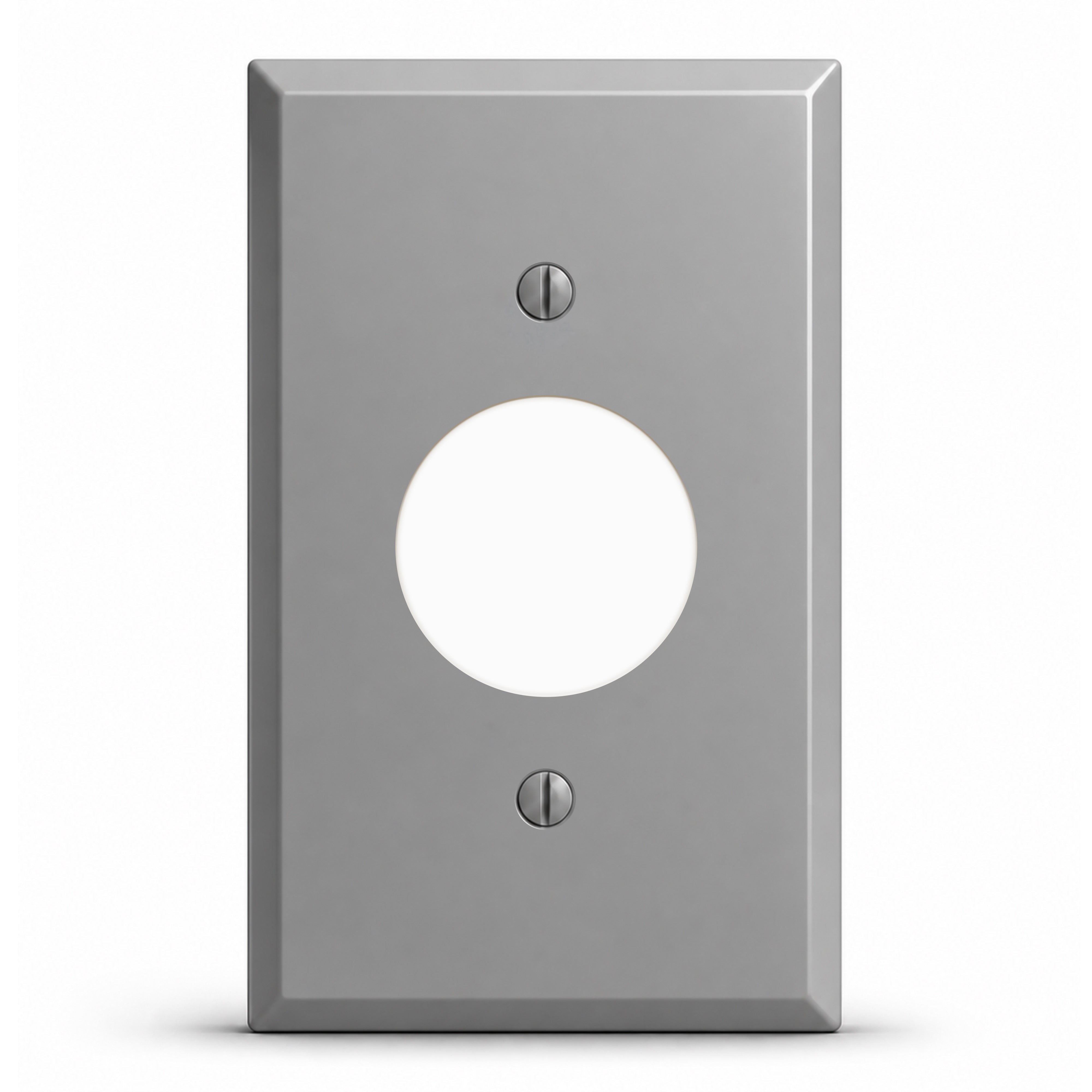 1-Gang, Standard Size, Single-Receptacle Opening, Gray Semi-Gloss Finish Painted Metal Wallplate -Made In USA