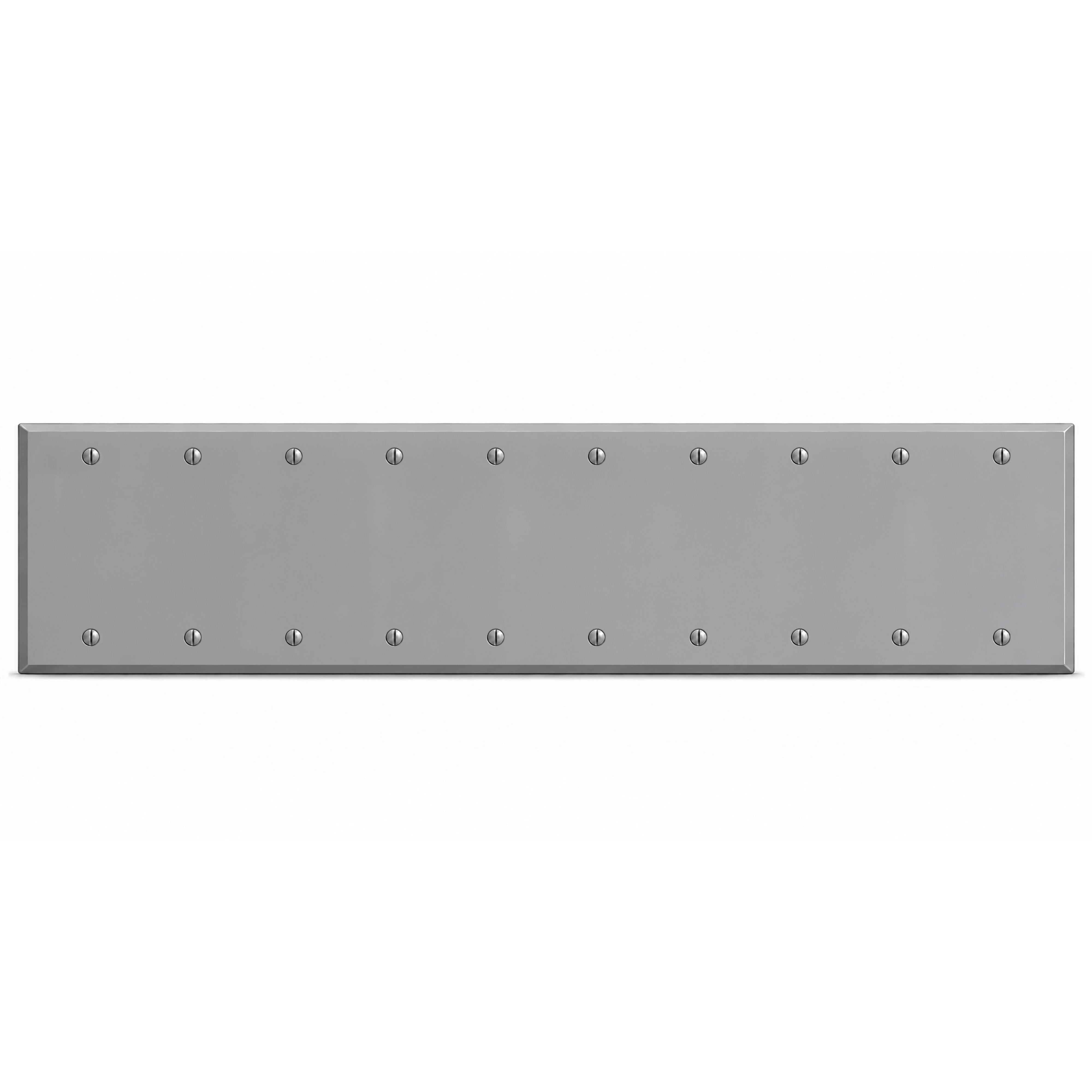 10-Gang, Standard Size, 10 Blank, Gray Semi-Gloss Finish, Painted Metal Wall Plate Outlet Cover - Made in USA