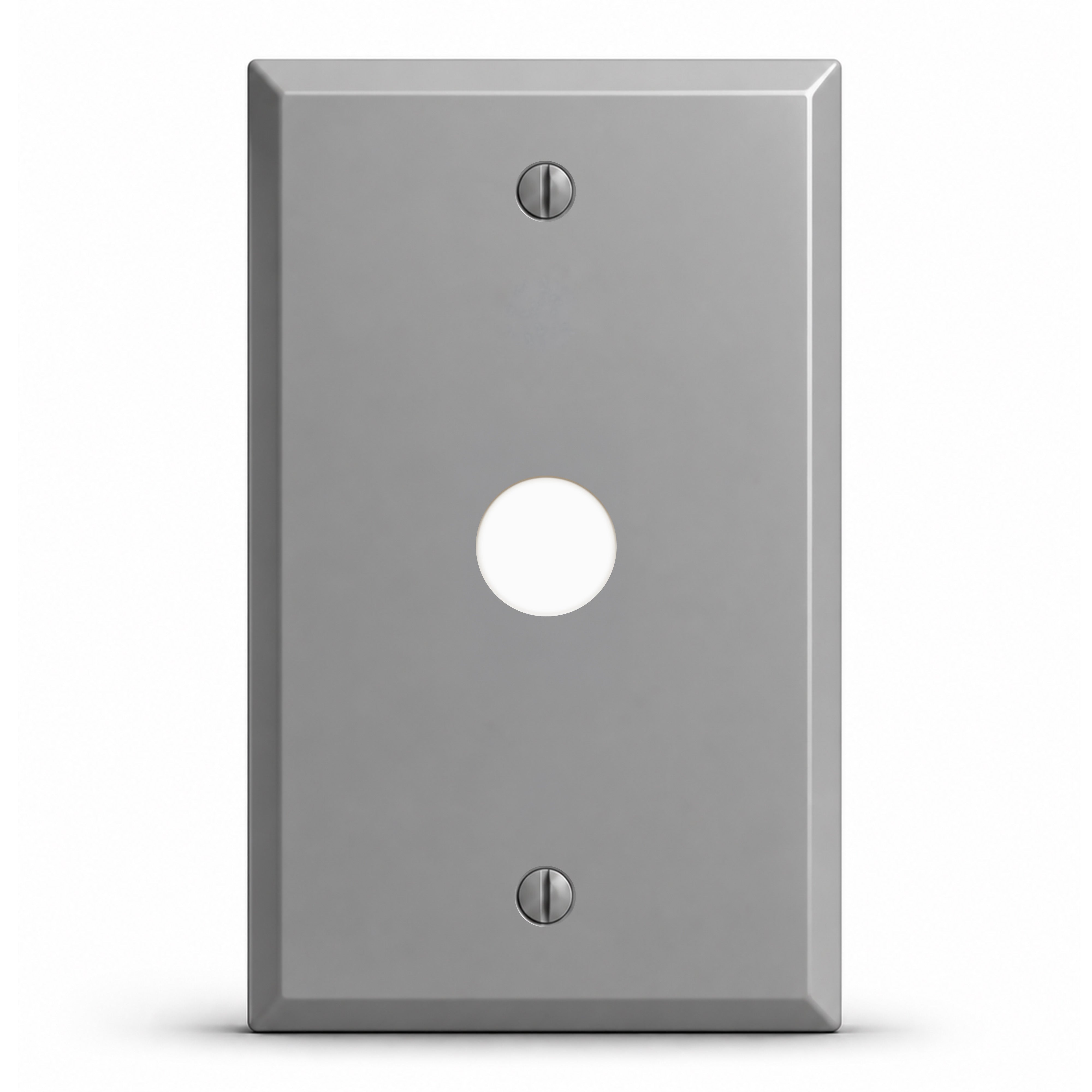 1-Gang, Standard Size, 5/8 in. Round Telephone Opening, Gray Semi-Gloss Finish, Painted Metal Wall Plate Outlet Cover - Made in USA