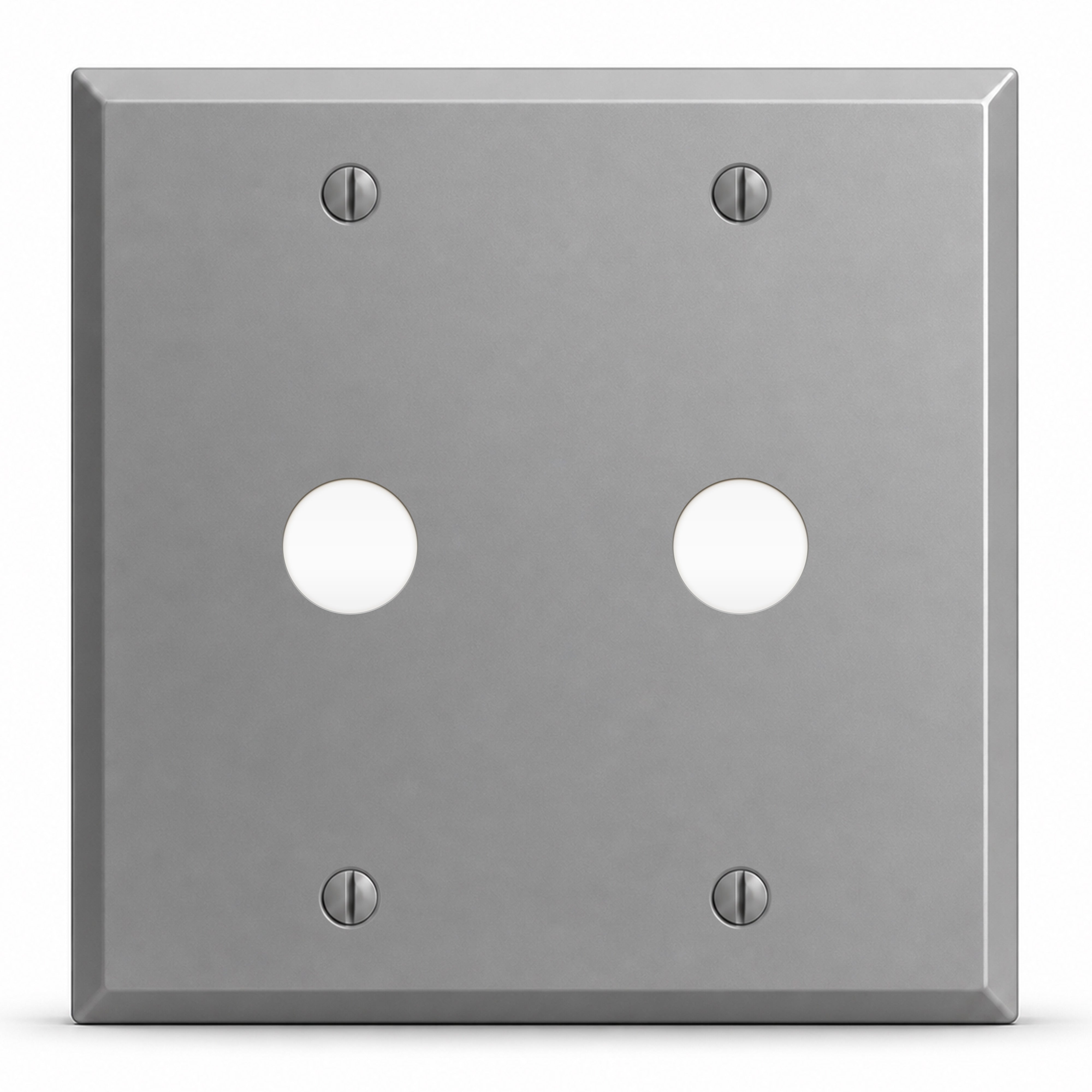 2-Gang, Standard Size, 5/8 in. Round Telephone Openings, Gray Semi-Gloss Finish, Painted Metal Wall Plate Outlet Cover - Made in USA
