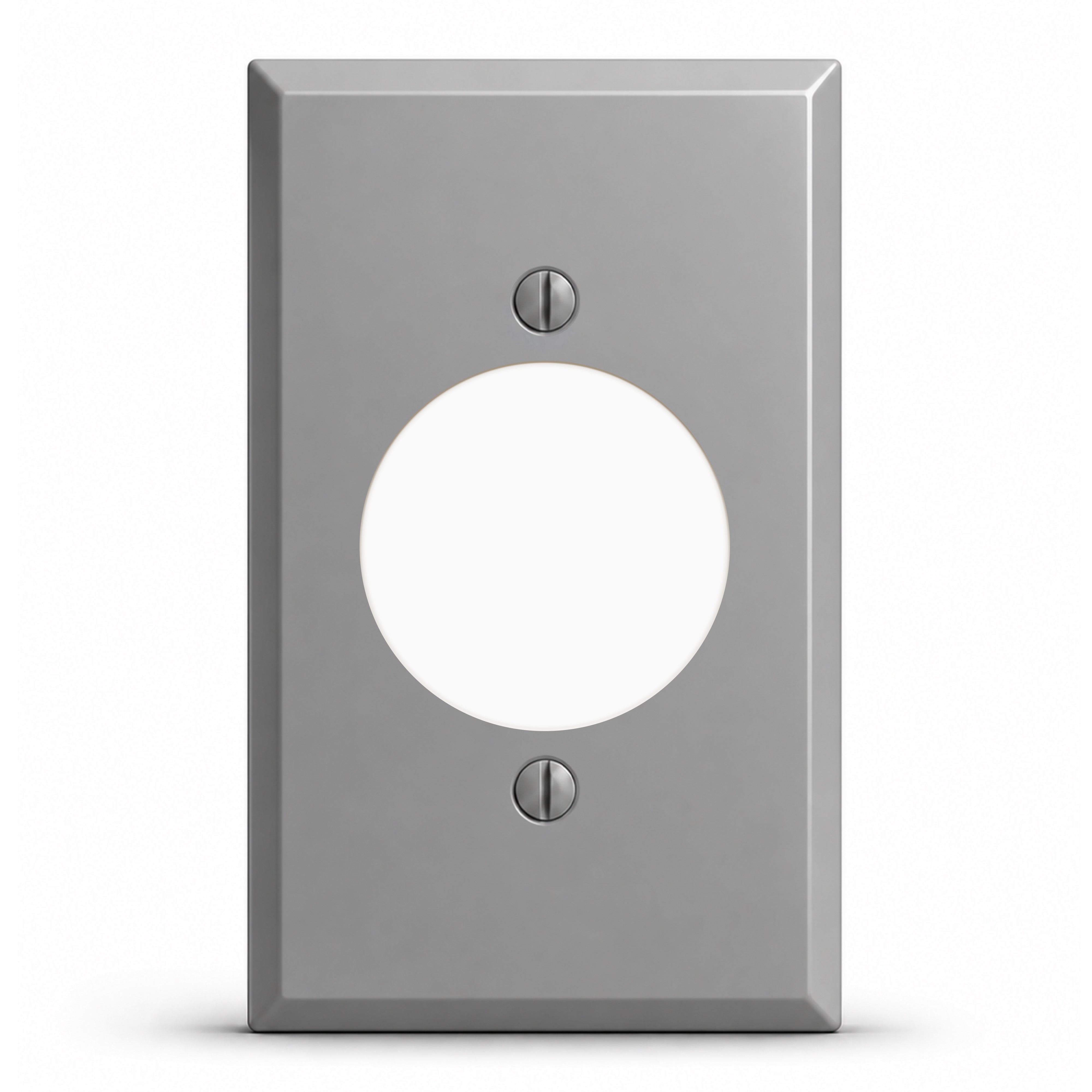 1-Gang, Standard Size, 1 30A 3 & 4 Wire TL Round Receptacle Opening (1.730 in. ID), Gray Semi-Gloss Finish, Painted Metal Wall Plate Outlet Cover - Made in USA
