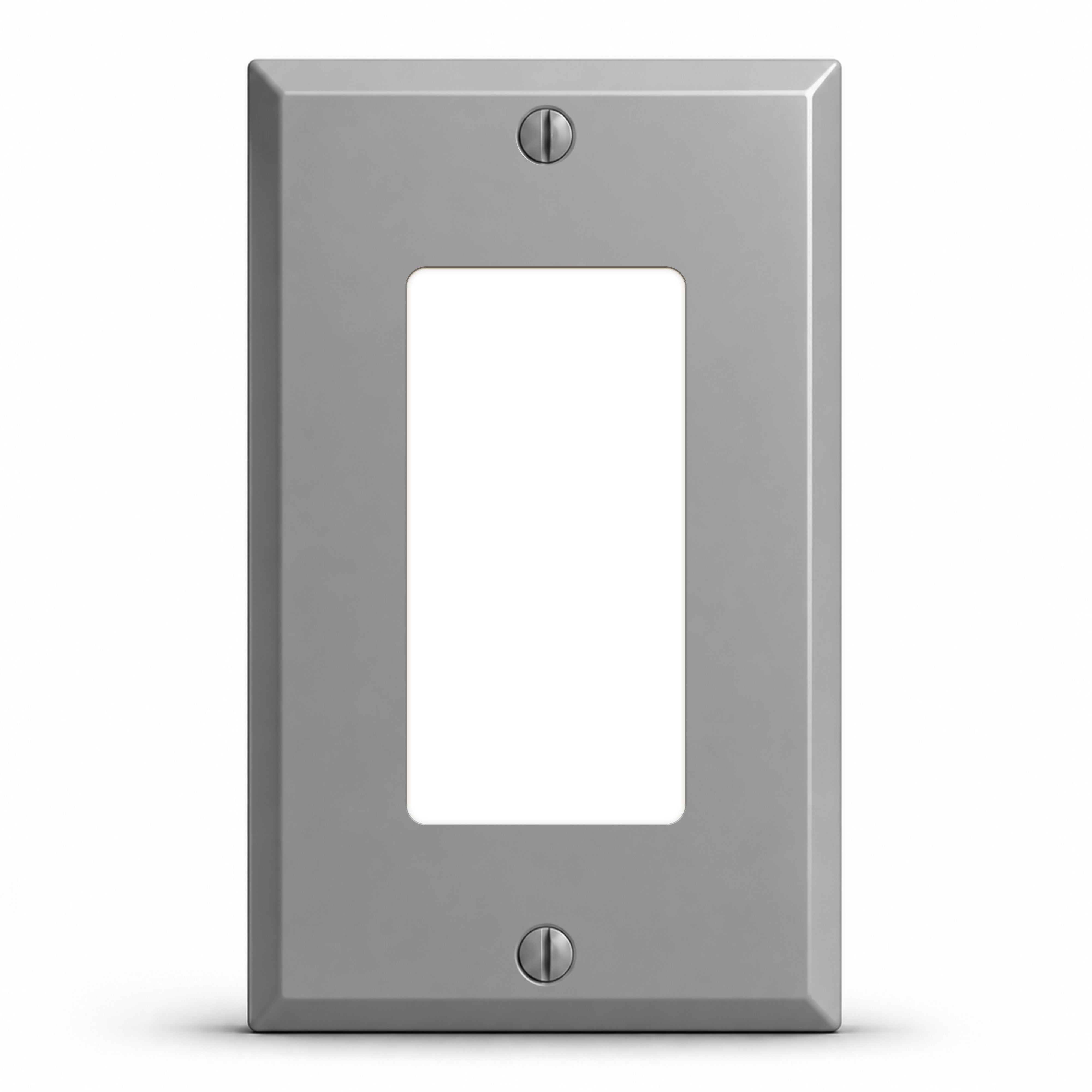 1-Gang, Standard Size, 1 GFI/Block Duplex Opening, Gray Semi-Gloss Finish, Painted Metal Wall Plate Outlet Cover - Made in USA