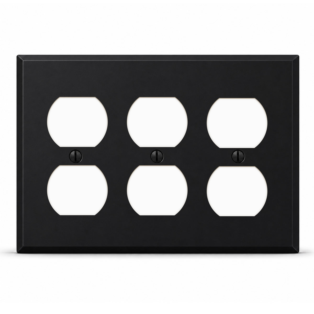 3-Gang, Standard Size, 3 Duplex Receptacles, Black Matte Finish Wall Plate Outlet Cover -  Made in USA