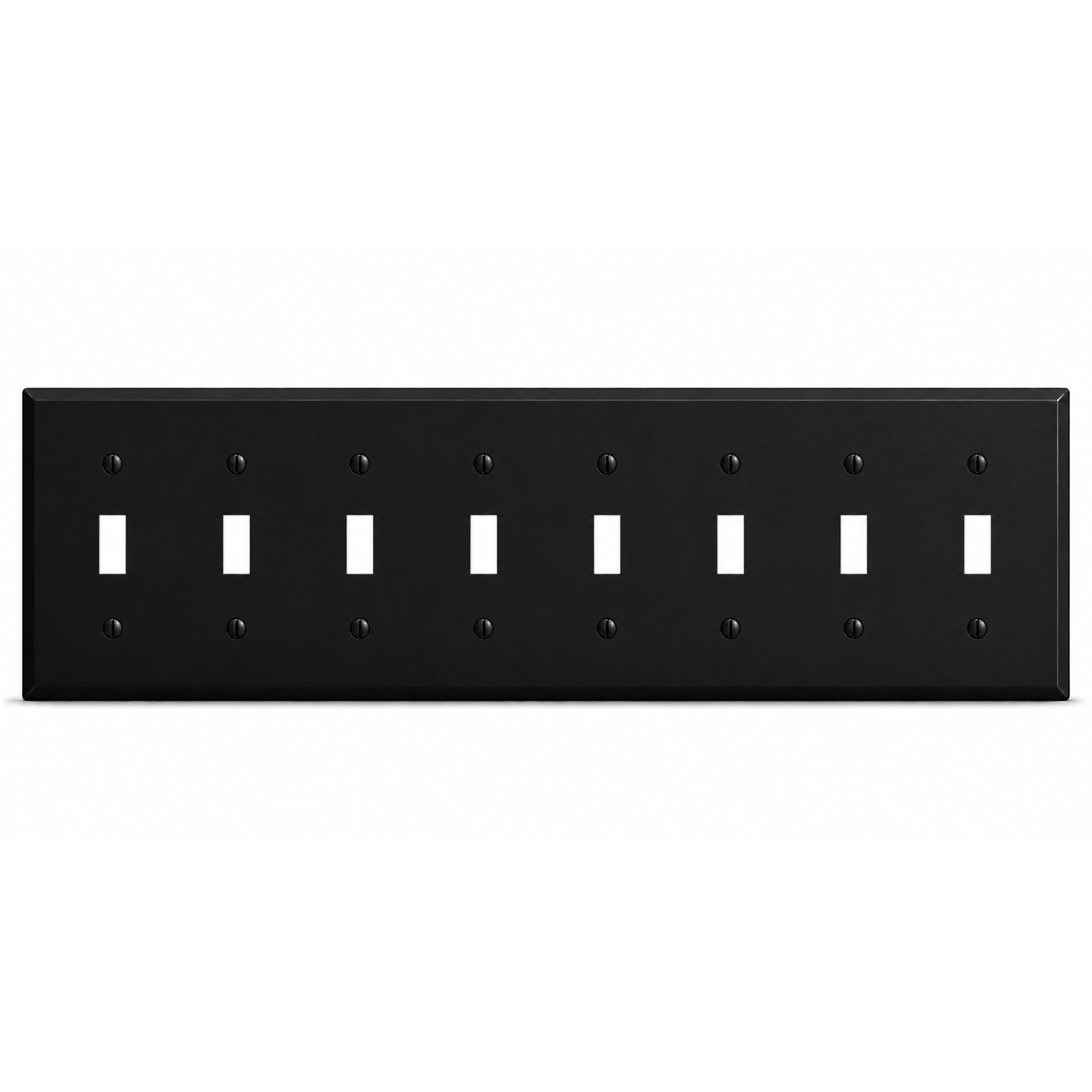 8-Gang, Standard Size, 8 Toggle Switches, Black Matte Finish Wall Plate Outlet Cover -  Made in USA