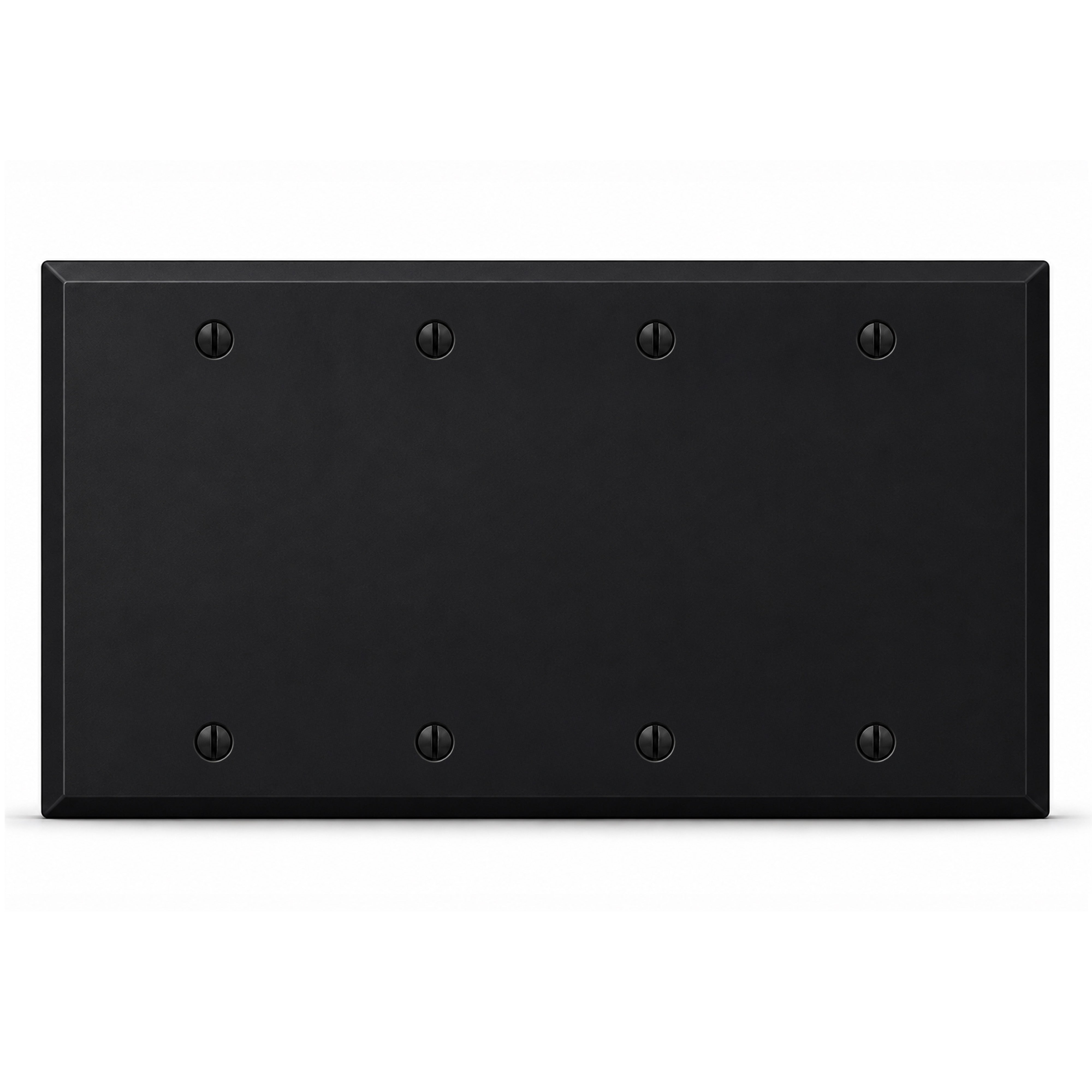 4-Gang, Standard Size, Blank, Black Matte Finish Wall Plate Outlet Cover - Made in USA