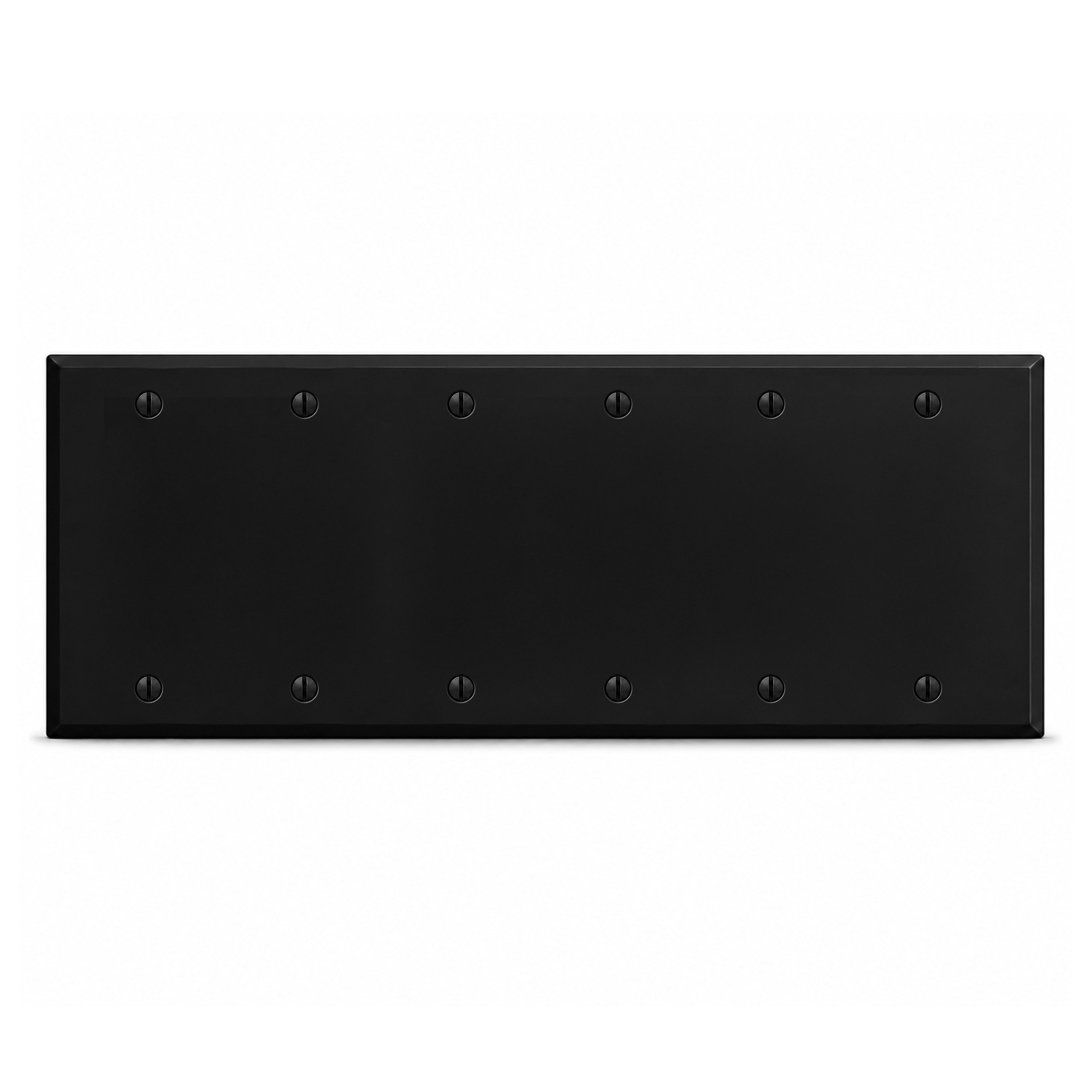6-Gang, Standard Size, Blank, Black Matte Finish Wall Plate Outlet Cover - Made in USA