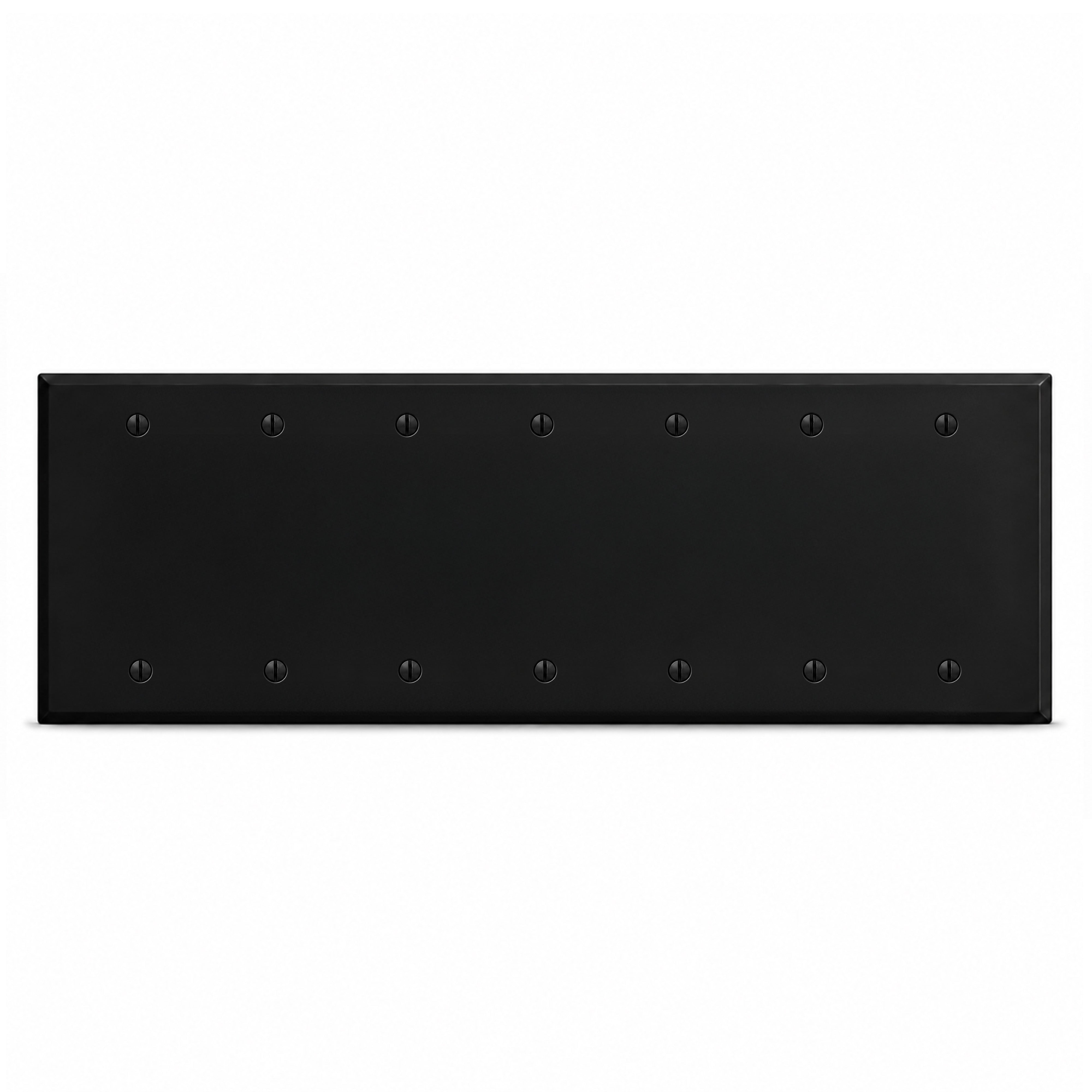 7-Gang, Standard Size, Blank, Black Matte Finish Wall Plate Outlet Cover - Made in USA