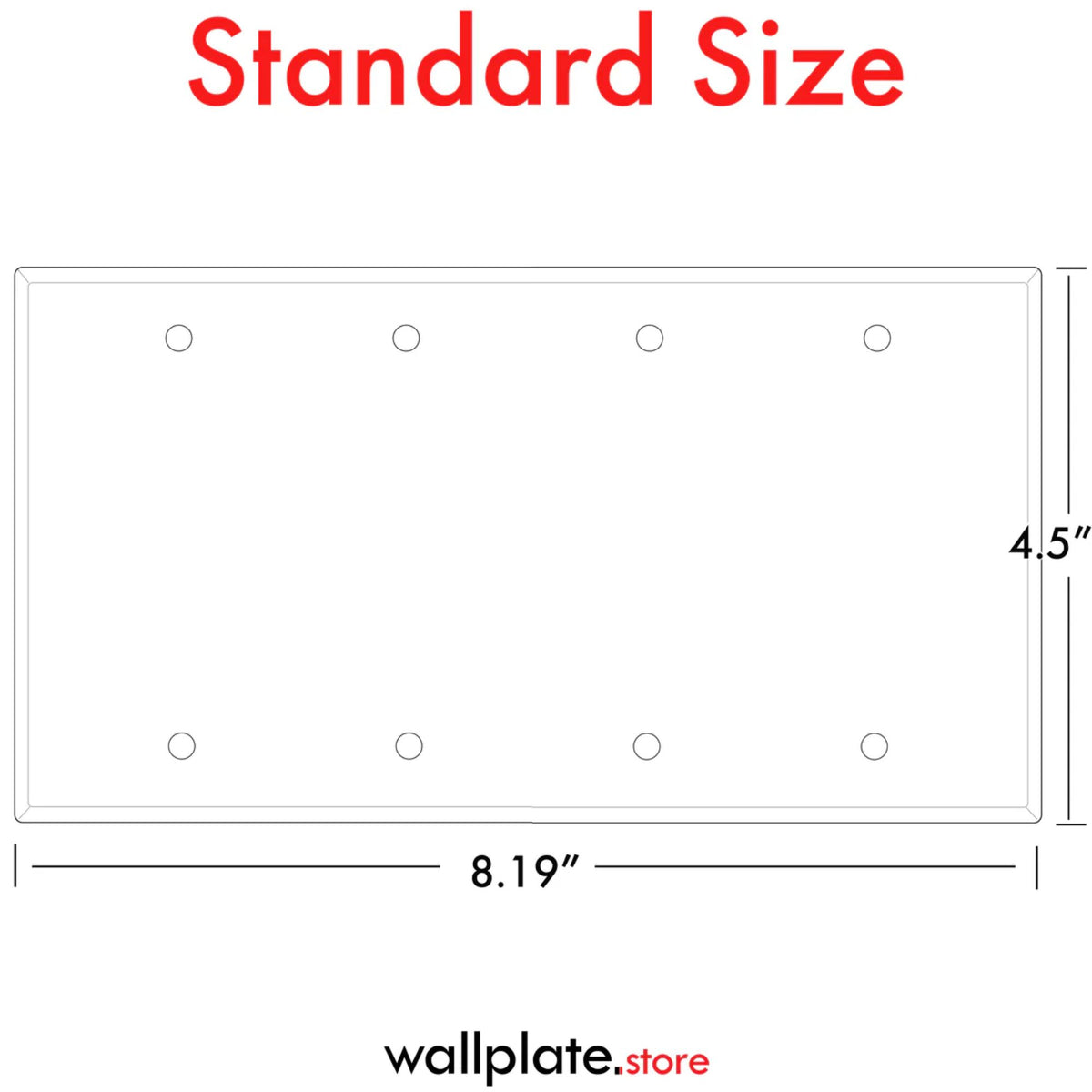 4-Gang, Standard Size, Blank, Black Matte Finish Wall Plate Outlet Cover - Made in USA