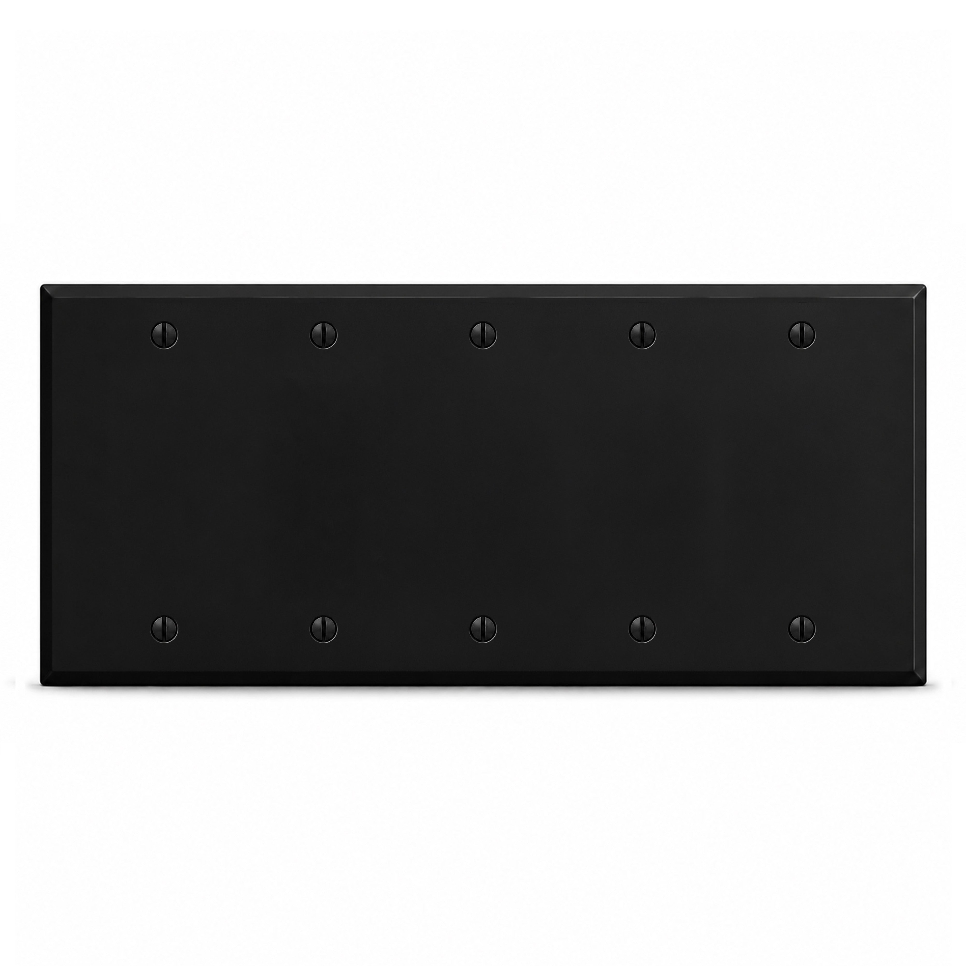5-Gang, Standard Size, Blank, Black Matte Finish Wall Plate Outlet Cover - Made in USA