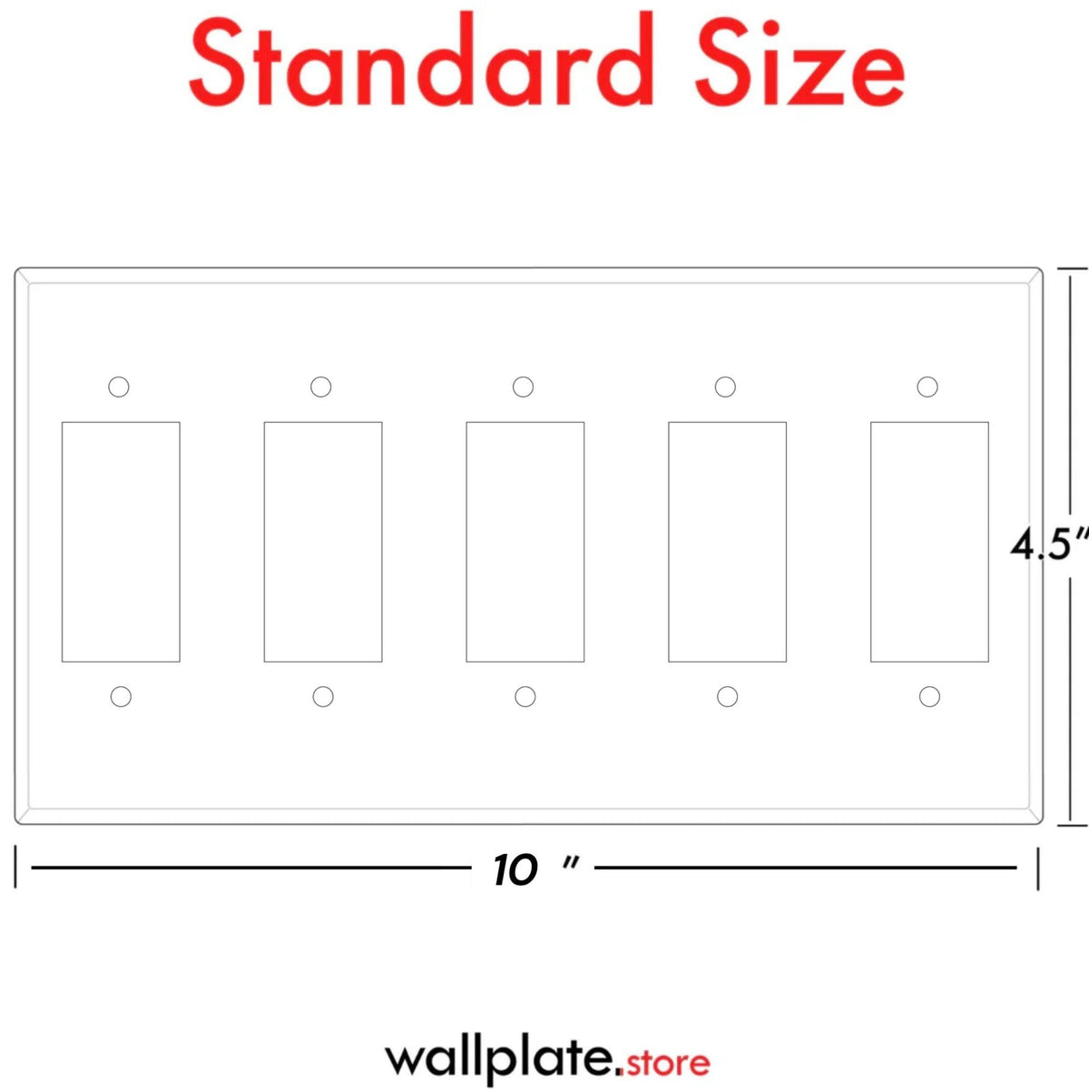 5-Gang, Standard Size, 5 Rocker/GFI, Black Matte Finish Wall Plate Outlet Cover -  Made in USA