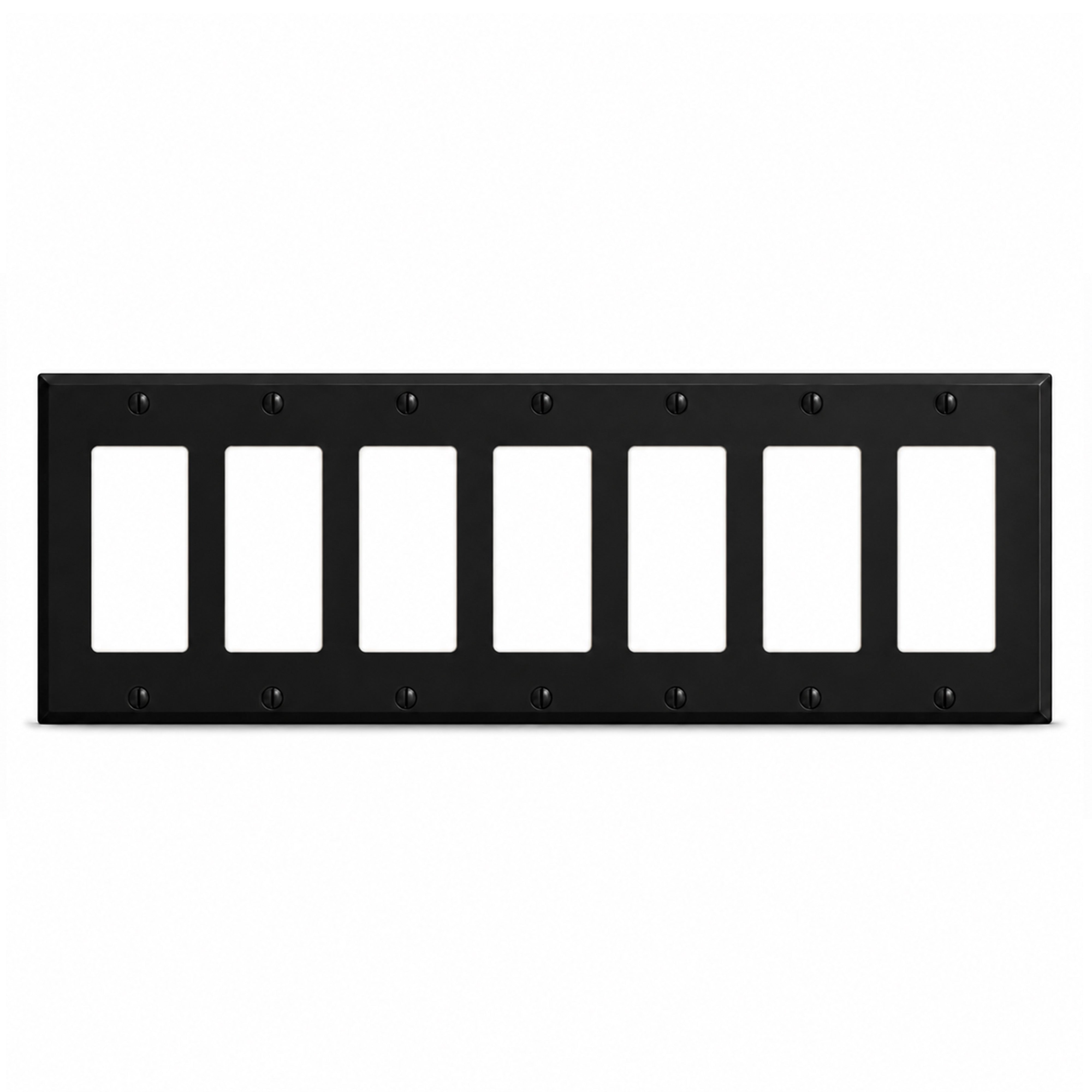 7-Gang, Standard Size, 7 Rocker/GFI, Black Matte Finish Wall Plate Outlet Cover -  Made in USA