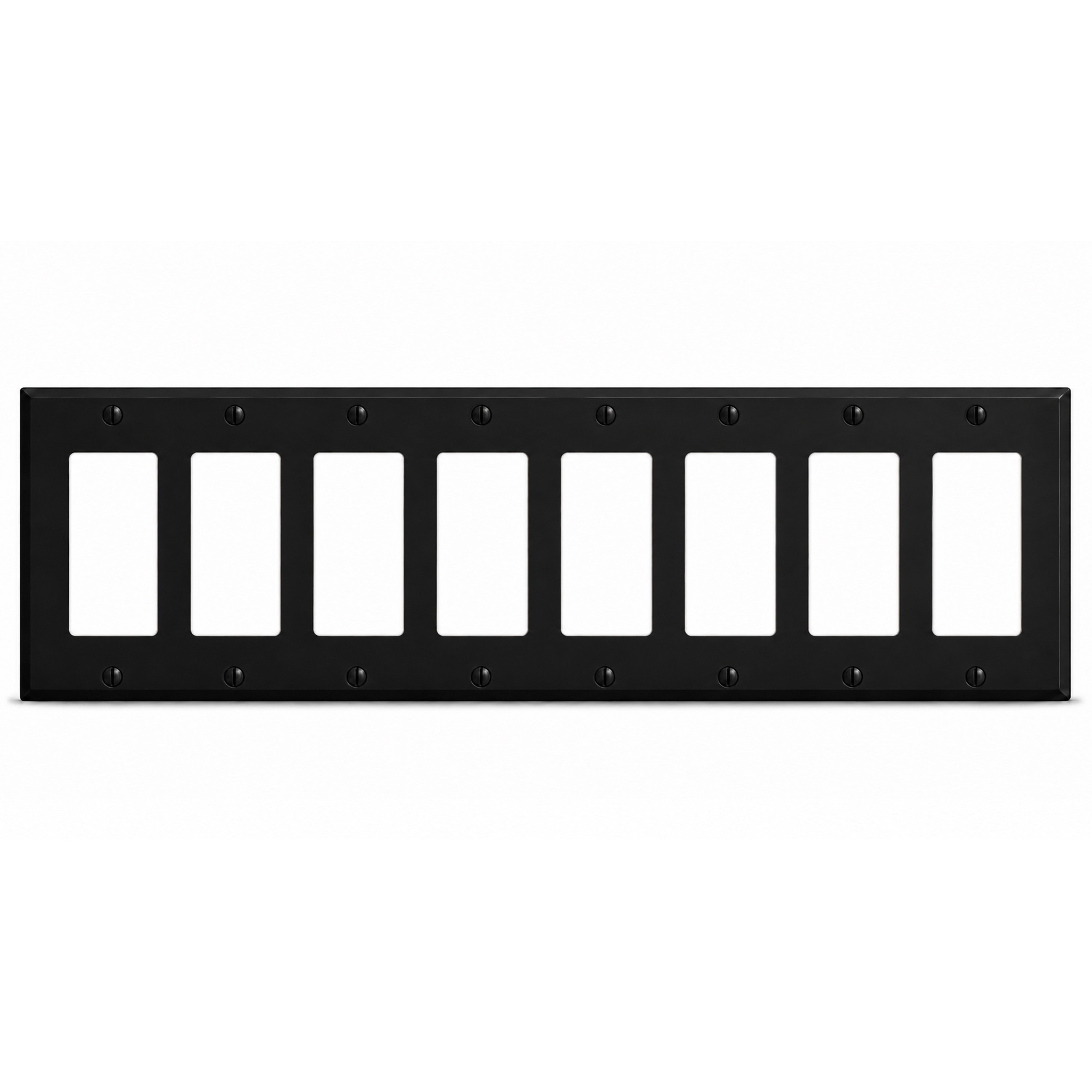 8-Gang, Standard Size, 8 Rocker/GFI, Black Matte Finish Wall Plate Outlet Cover -  Made in USA