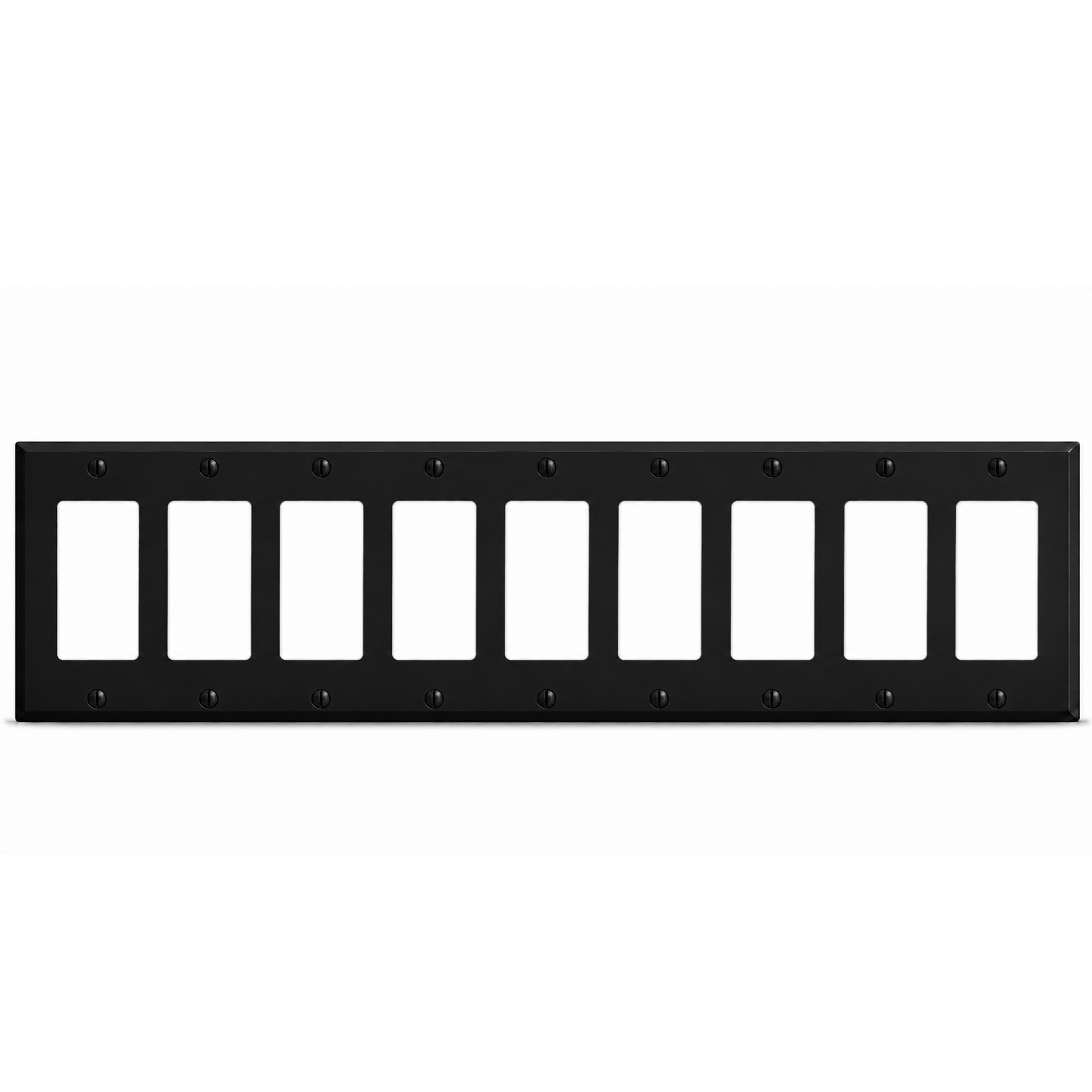 9-Gang, Standard Size, 9 Rocker/GFI, Black Matte Finish Wall Plate Outlet Cover -  Made in USA