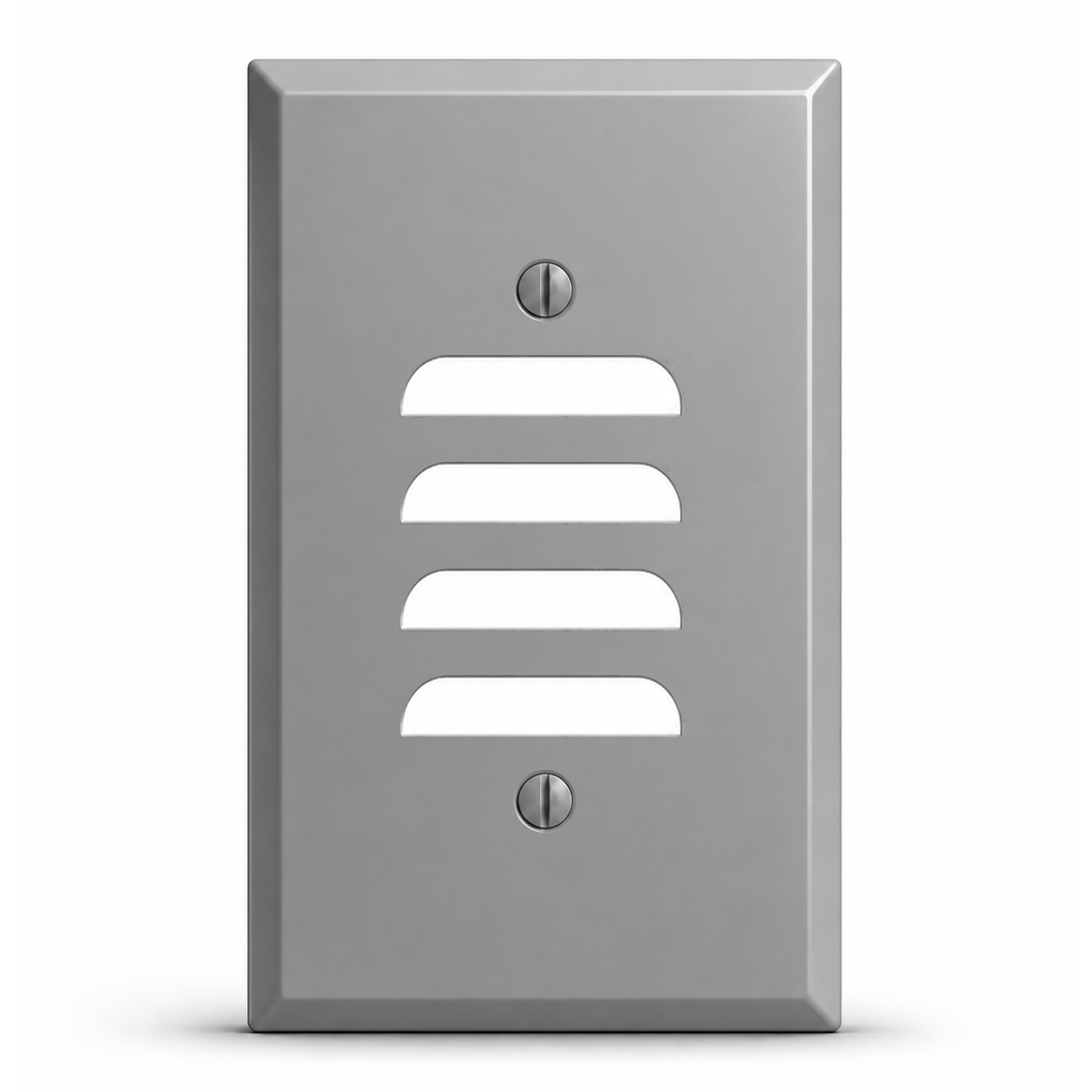 1-Gang, Standard Size, Louver Opening (Vertical Position), Gray Semi-Gloss Finish, Painted Metal Wall Plate Outlet Cover - Made in USA