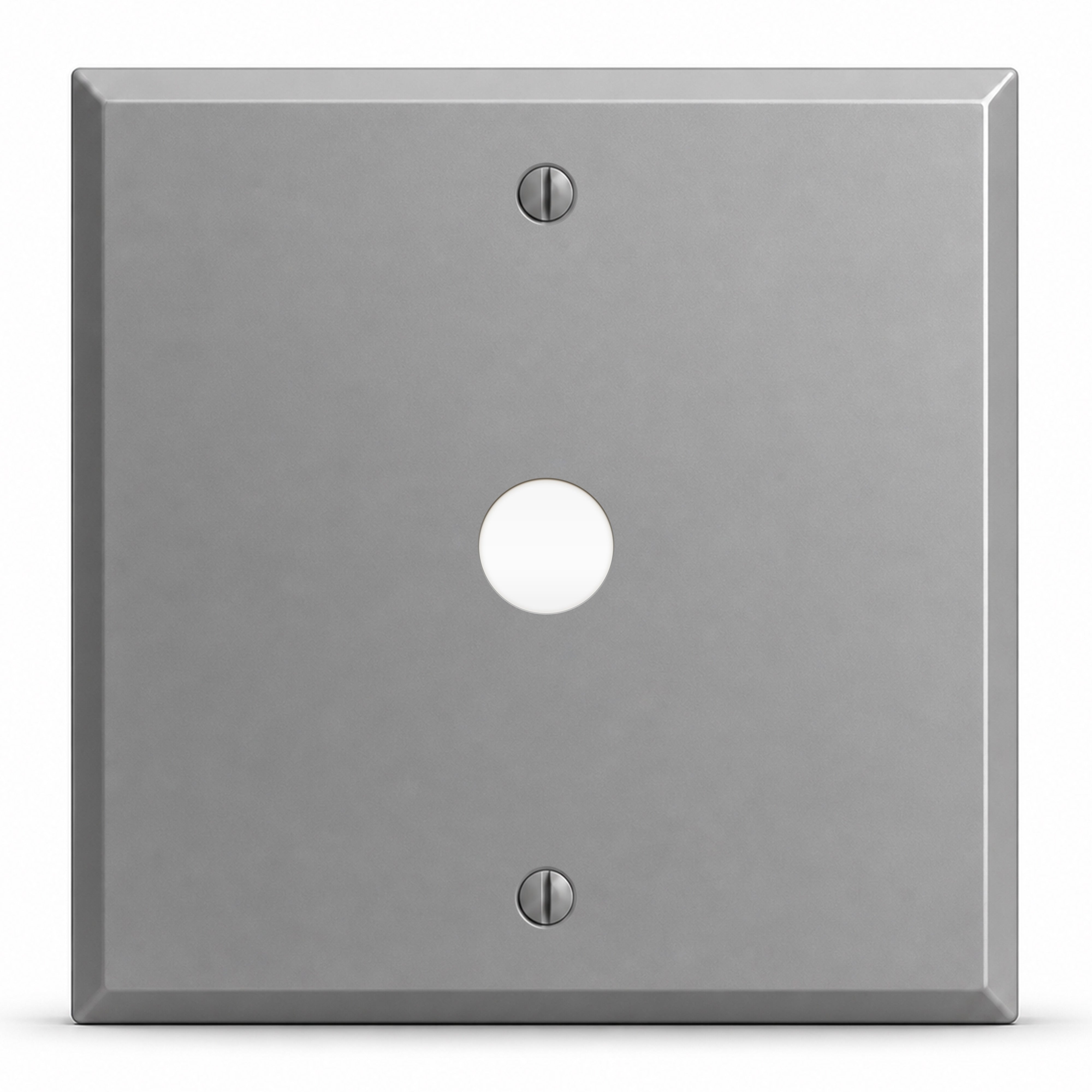 2-Gang, Standard Size, 1 Telephone Opening (5/8 in. ID, Centered), Gray Semi-Gloss Finish, Painted Metal Wall Plate Outlet Cover - Made in USA
