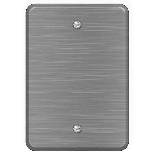 1-Gang, Maxi Size, Blank Opening, Satin Finish, Type 430 Stainless Steel Wall Plate Outlet Cover - Made in USA