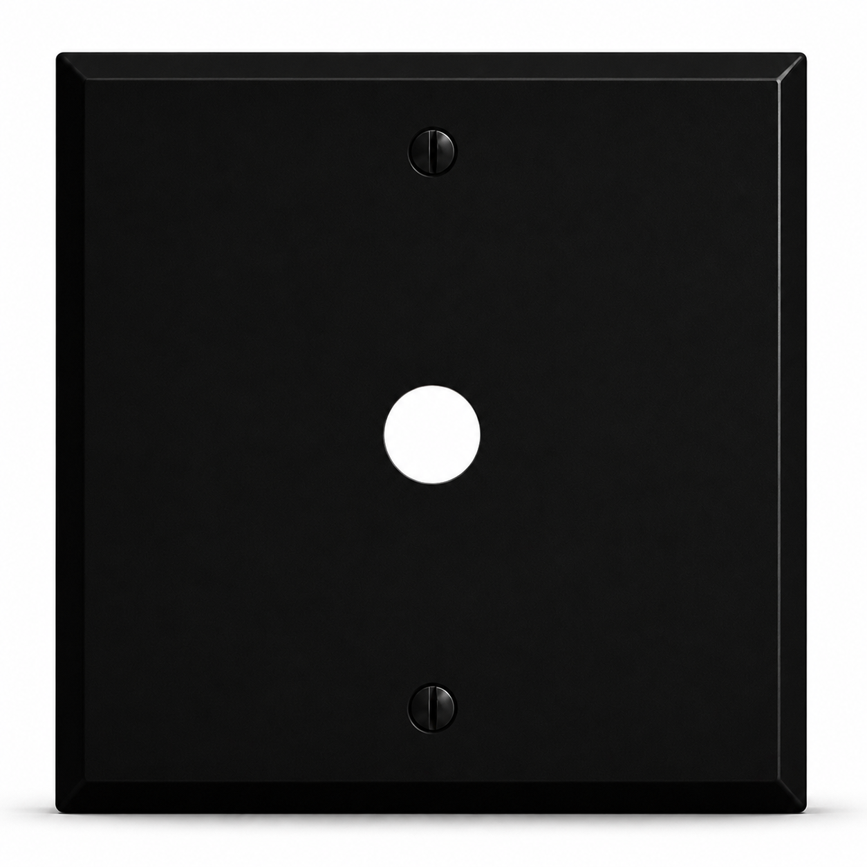 2-Gang, Standard Size, 1 Telephone Opening (5/8 in. ID) Centered, Black Matte, Painted Metal Wall Plate Outlet Cover - Made in USA