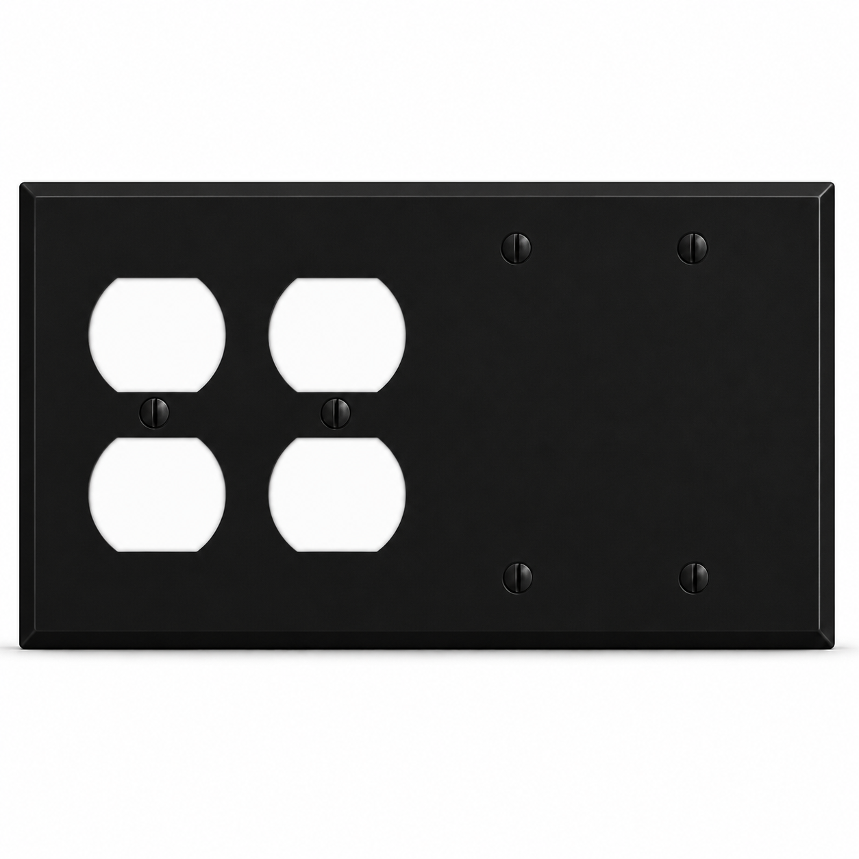 4-Gang, Standard Size, 3 Toggle Switch, 1 Duplex Opening, Painted Metal Wall Plate Outlet Cover - Made in USA