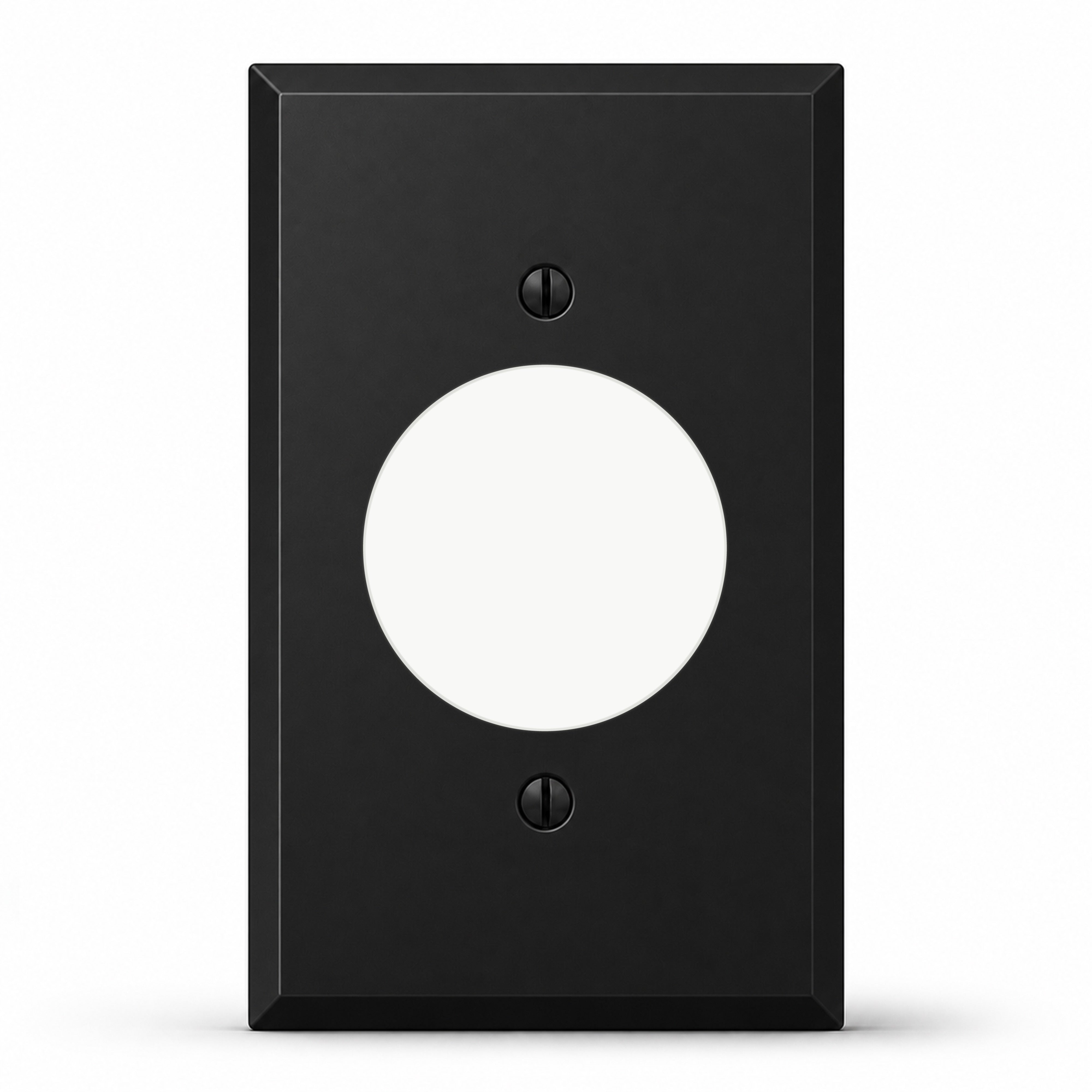 1-Gang, Standard Size, 30A 3 & 4-Wire Turnlok Round Receptacle Opening (1.730 in. ID), Black Matte, Painted Metal Wall Plate Outlet Cover - Made in USA